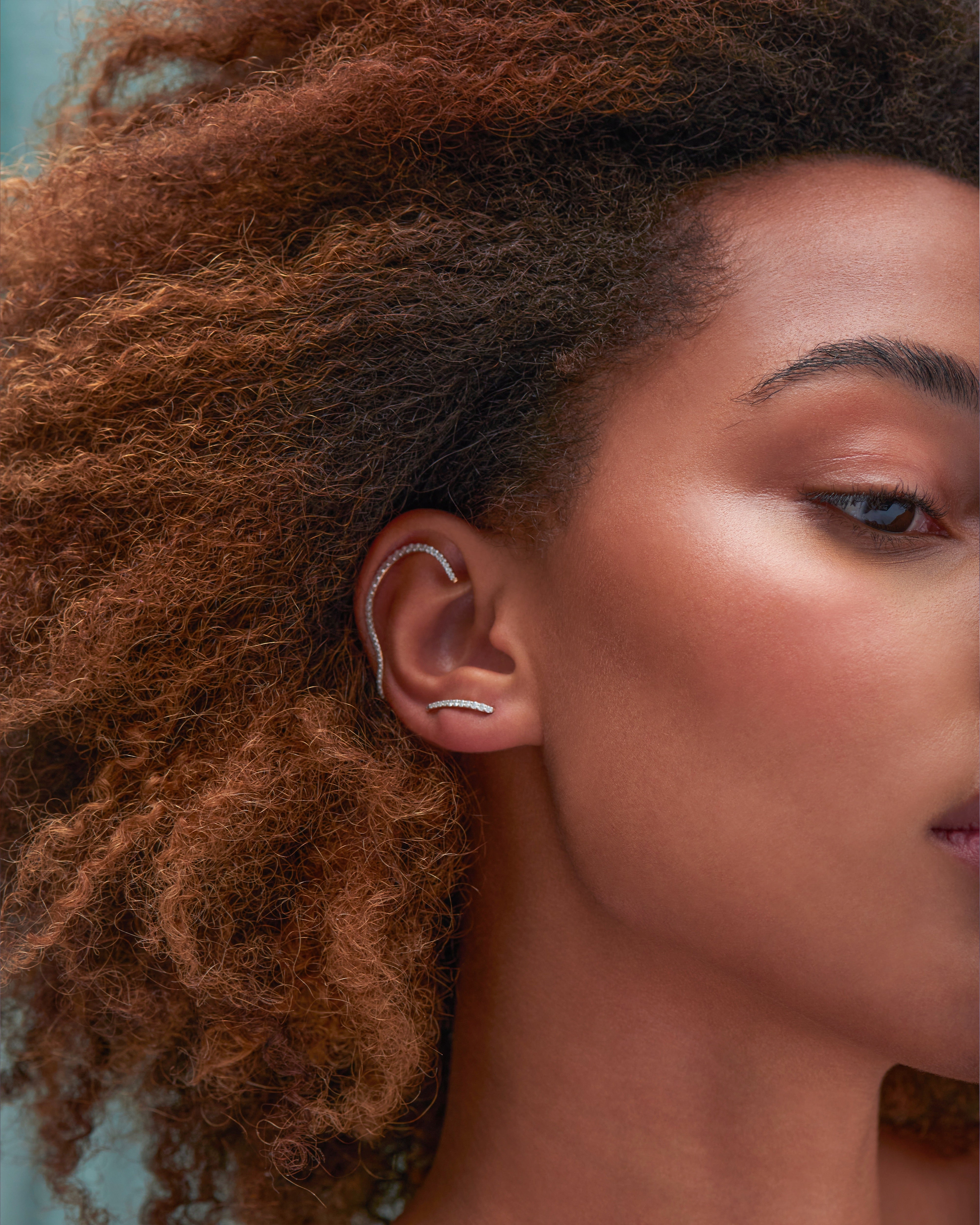 18k yellow gold diamond Queen wave ear jewel earcuff no piercing required earring by Marie Mas Tiny Gods 