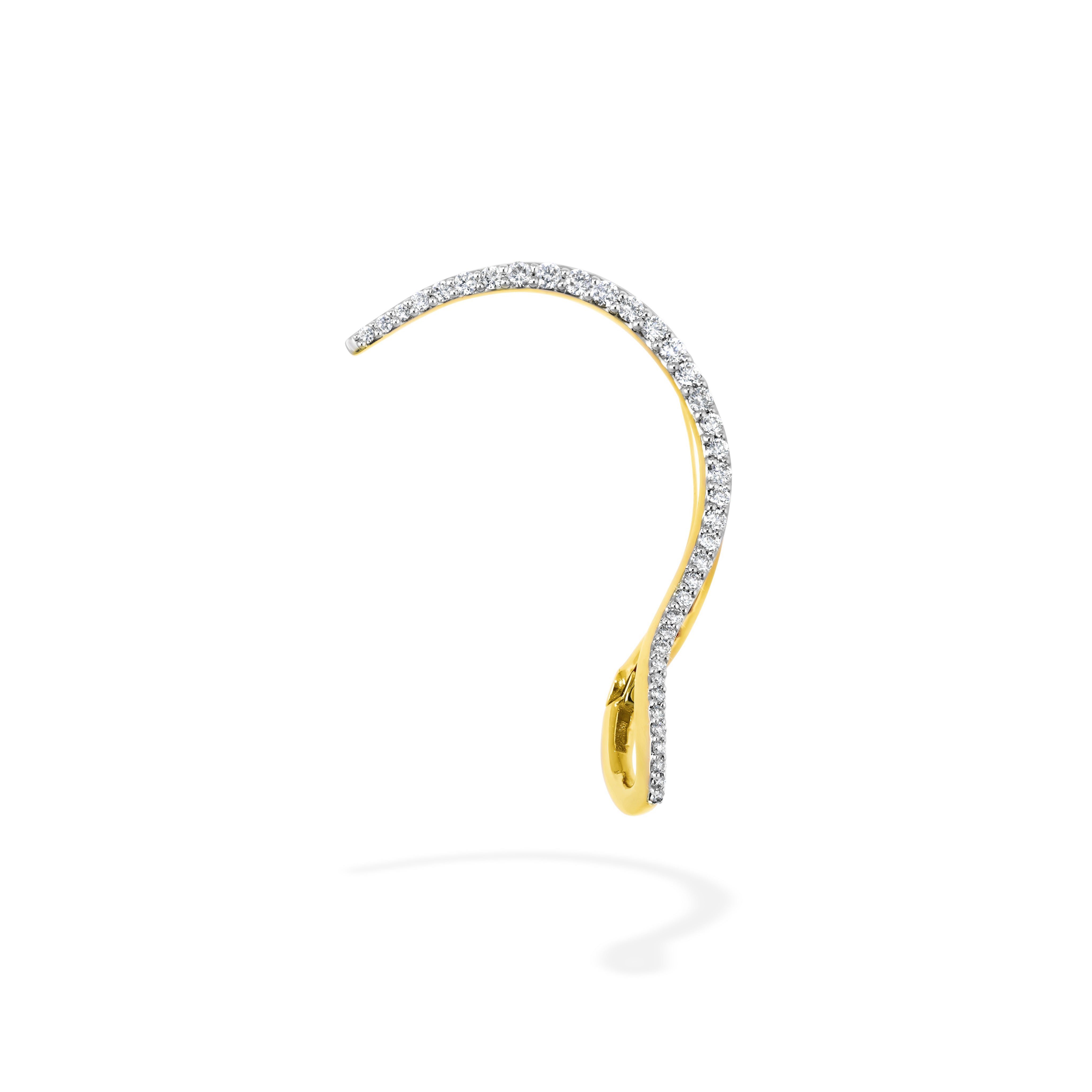 18k yellow gold diamond Queen wave ear jewel earcuff no piercing required earring by Marie Mas Tiny Gods 