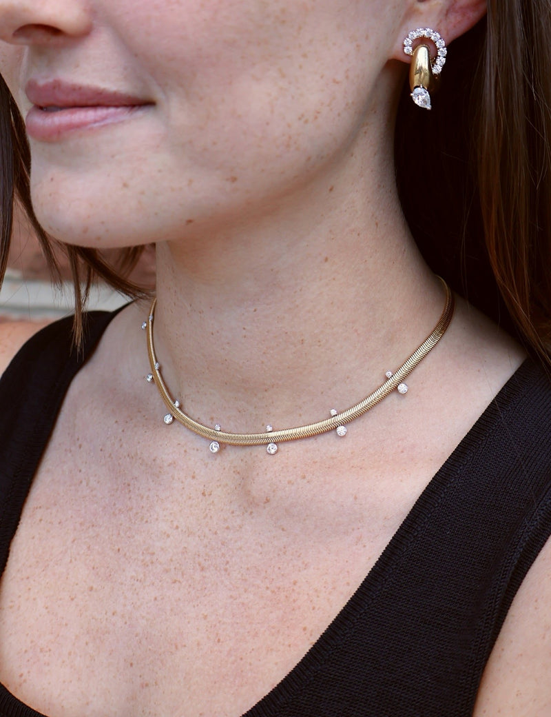 18k yellow gold diamond snack chain feelings necklace choker by Nikos Koulis Tiny Gods