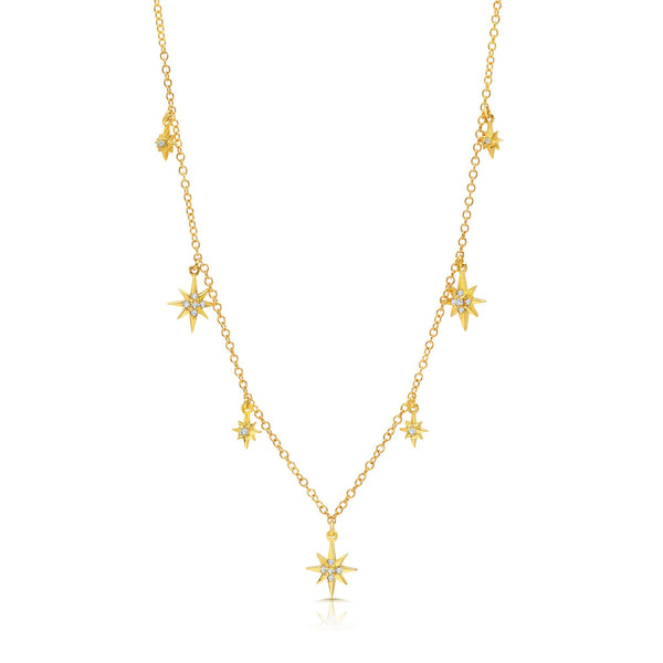 18k yellow gold diamond starburst adjustable necklace by Graziela Tiny Gods