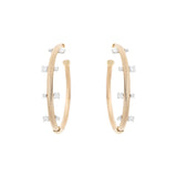 18k yellow gold snake chain feeling hoop earrings with stationary diamonds by Nikos Koulis Tiny Gods