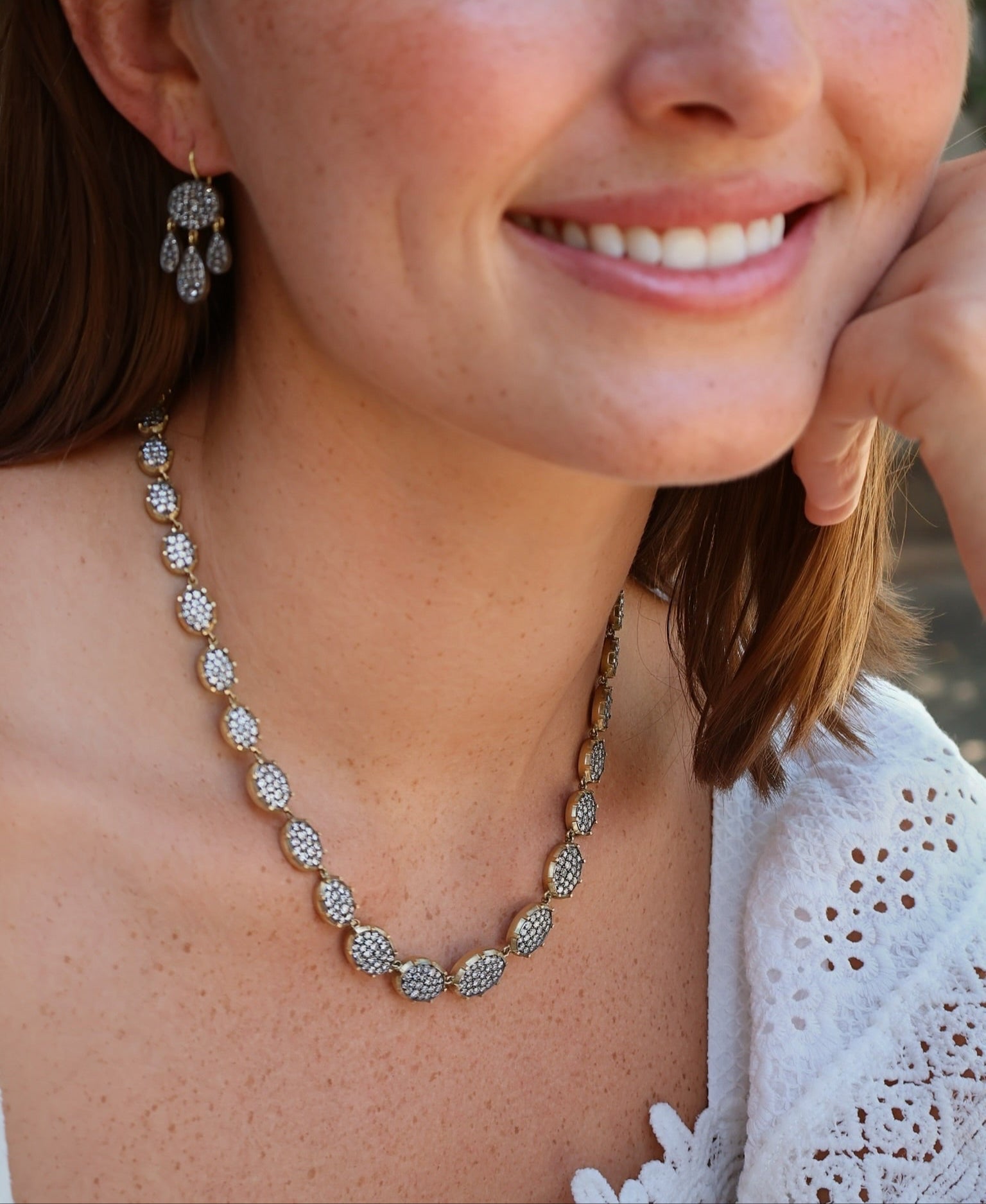 18k yellow gold and black rhodium plated diamond ten tables riviera necklace by Sylva & Cie Tiny gods 