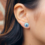 Queen' Hexagon Tanzanite and Diamond Stud by Goshwara. 18K yellow gold. Blue turquoise enamel earring Tiny Gods