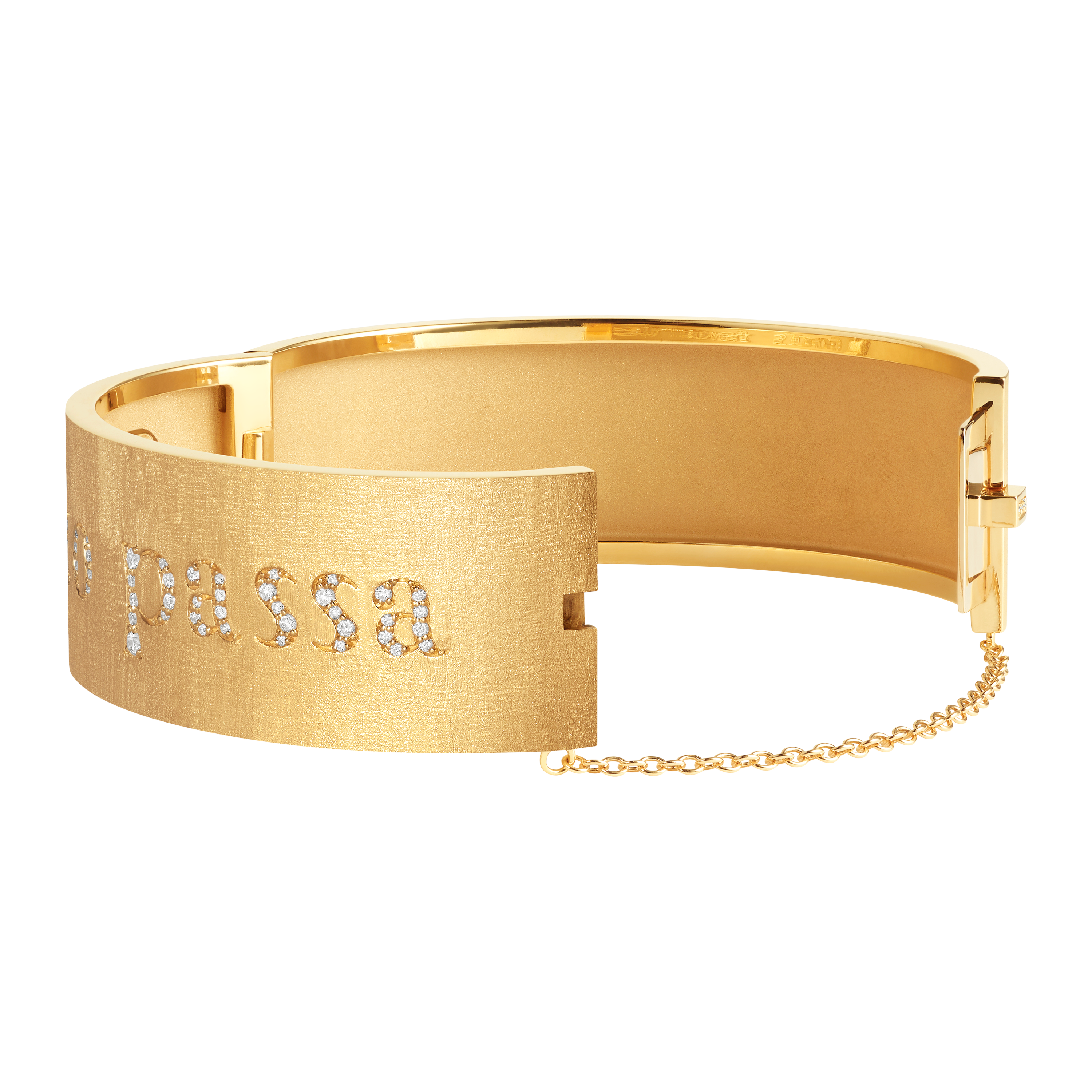 18k yellow gold diamond tutto passa everything passes, this too shall pass bangle bracelet by Marie Lichtenberg Tiny Gods