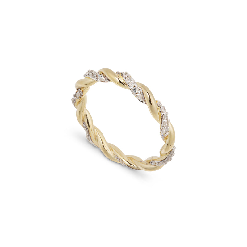 14k yellow gold and diamond twisted rope ring by Lucy delius Tiny Gods