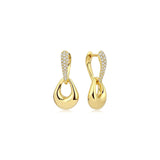 18k yellow gold diamond drop earrings with pave diamonds by Kloto Tiny Gods