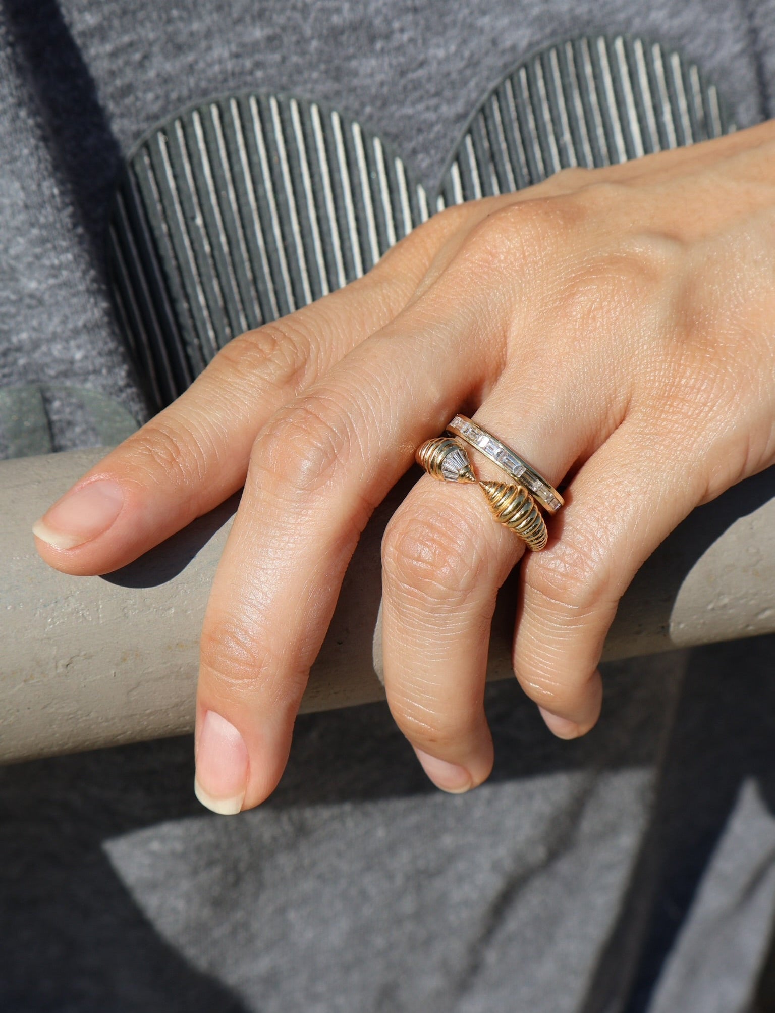 18k yellow gold 2ct end to end east west diamond baguette channel set band wedding ring by Tiny Gods 