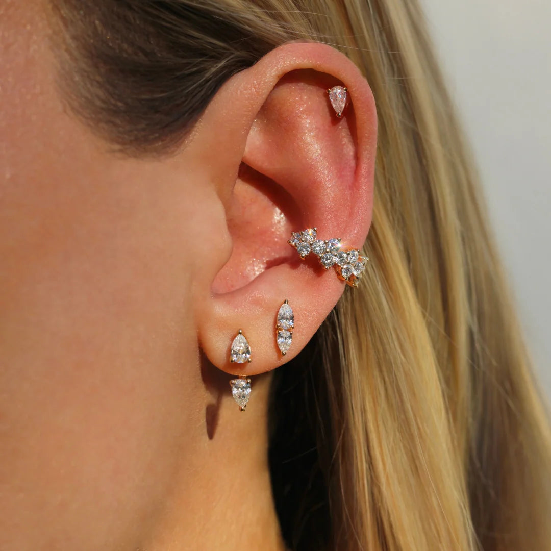 18k yellow gold ella pear diamond stud earrings by Anita Ko Tiny Gods