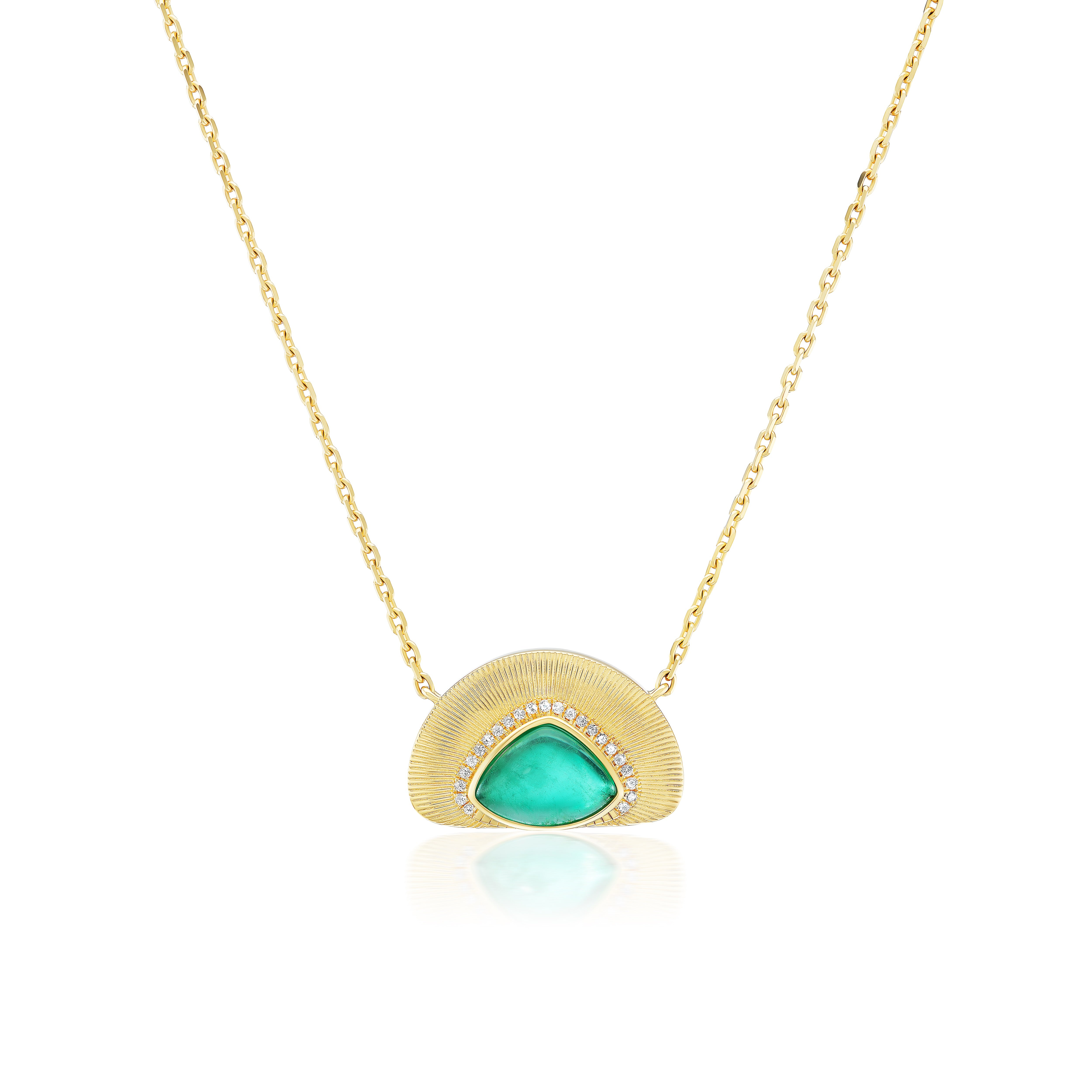 18k yellow gold emerald pendant sunrise raya necklace Tiny Gods 