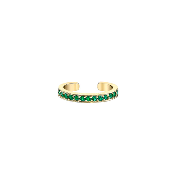 18k yellow gold emerald single row ear cuff Anita Ko Tiny Gods