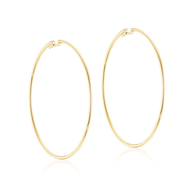 18k yellow gold extra large continuous hoop earrings oval tiny gods