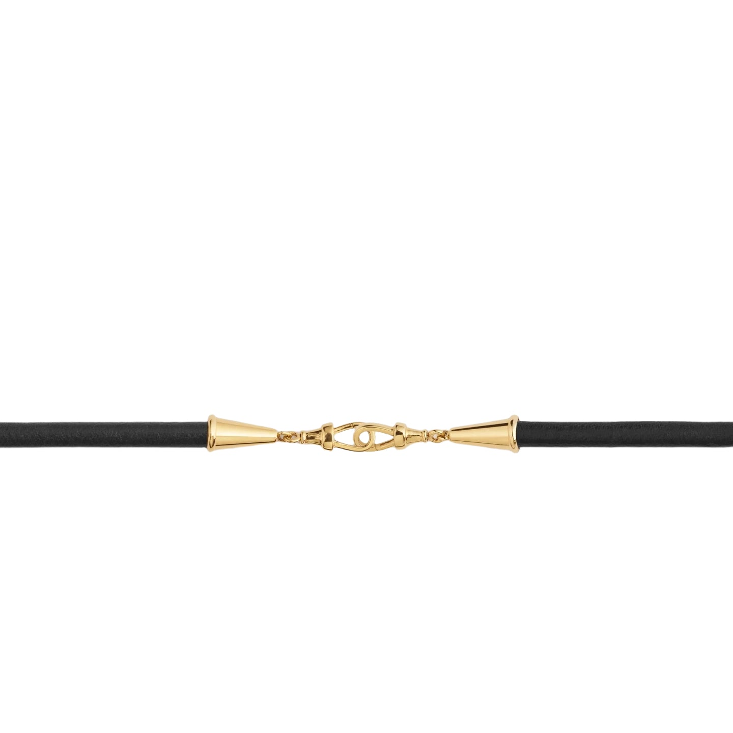 18k yellow gold 37cm or 42cm black leather lasso cord necklace by Marie Lichtenberg Tiny Gods 
