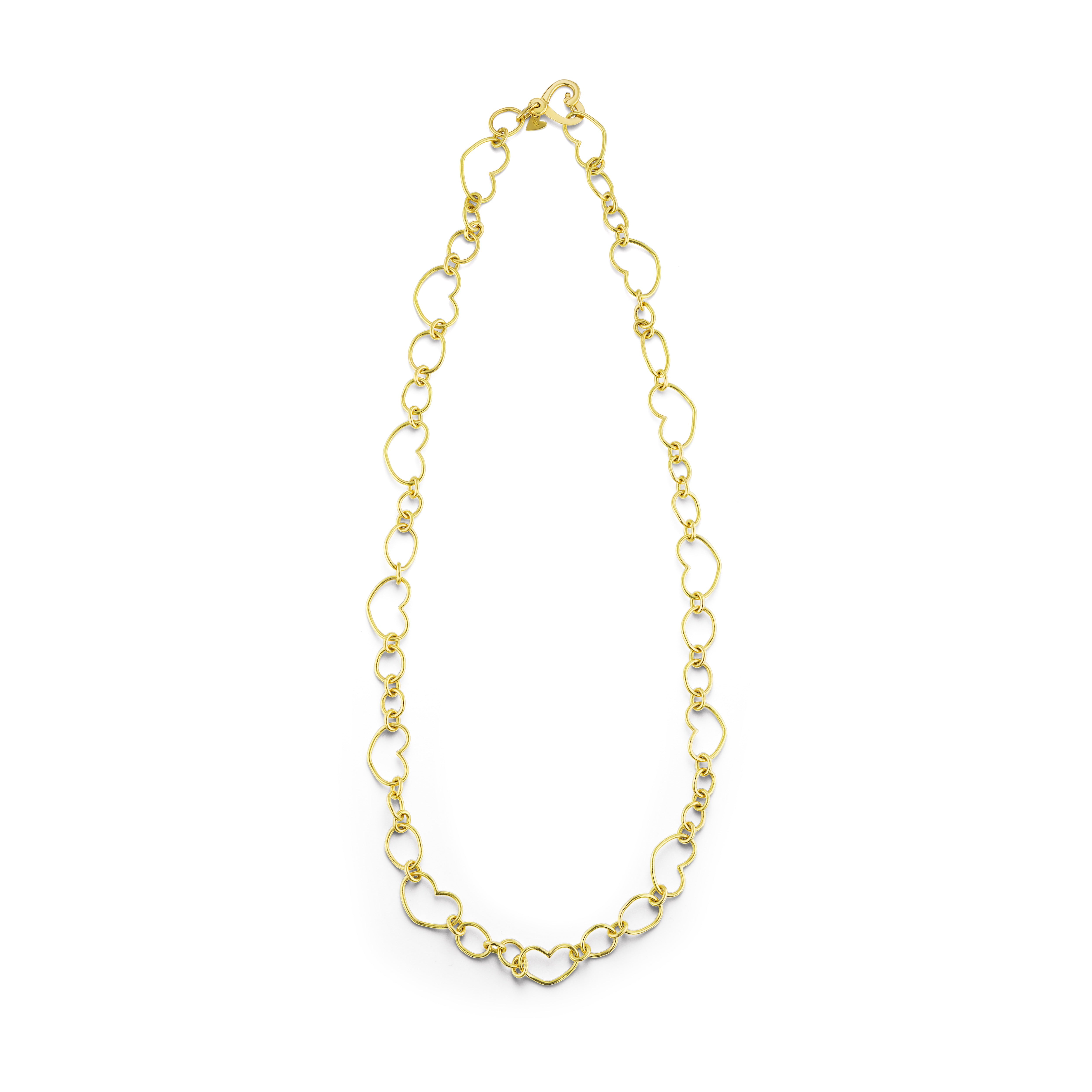 18k yellow gold heart link oval chain necklace by Christina Alexiou Tiny Gods