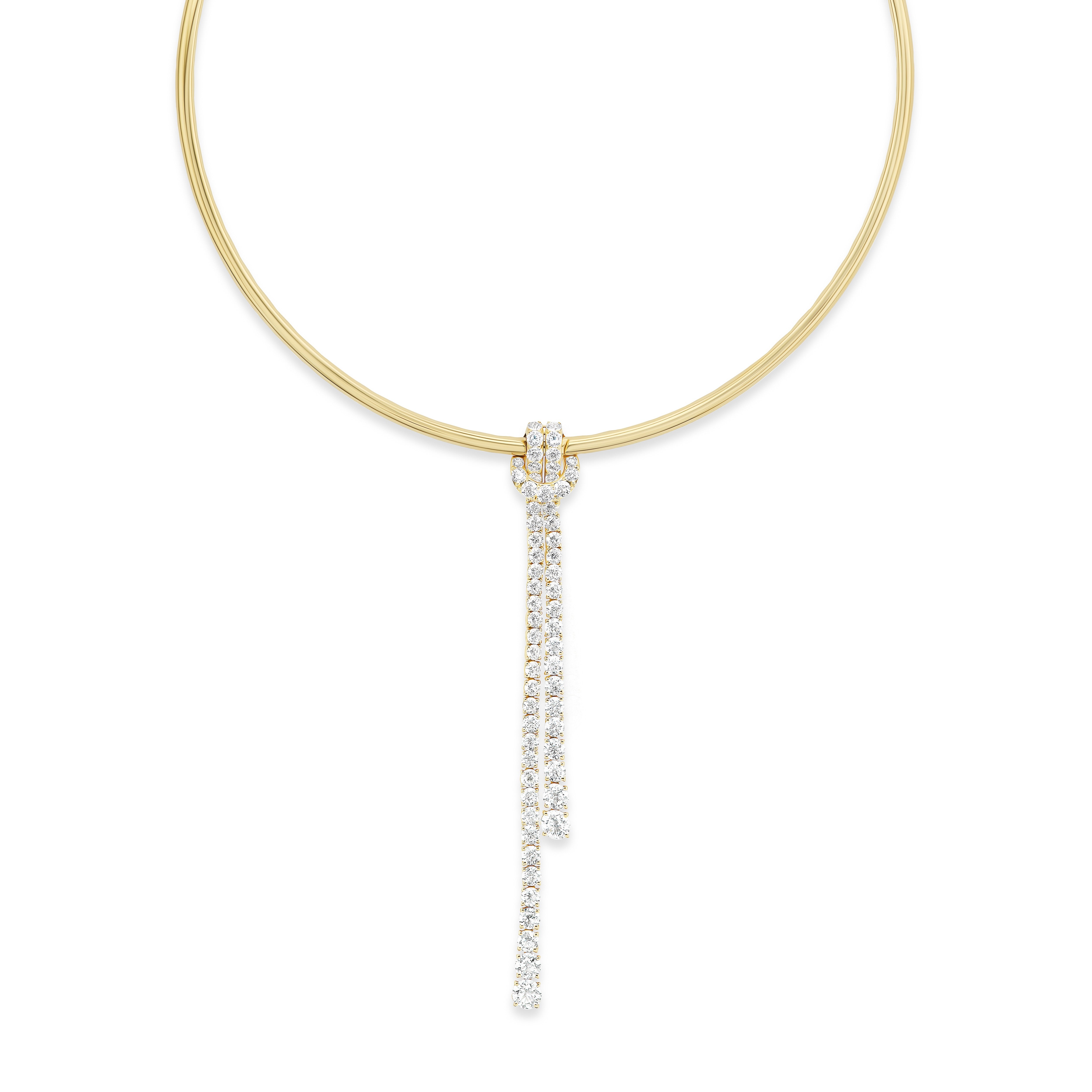 yellow gold knotted diamond lariat choker necklace tiny gods 