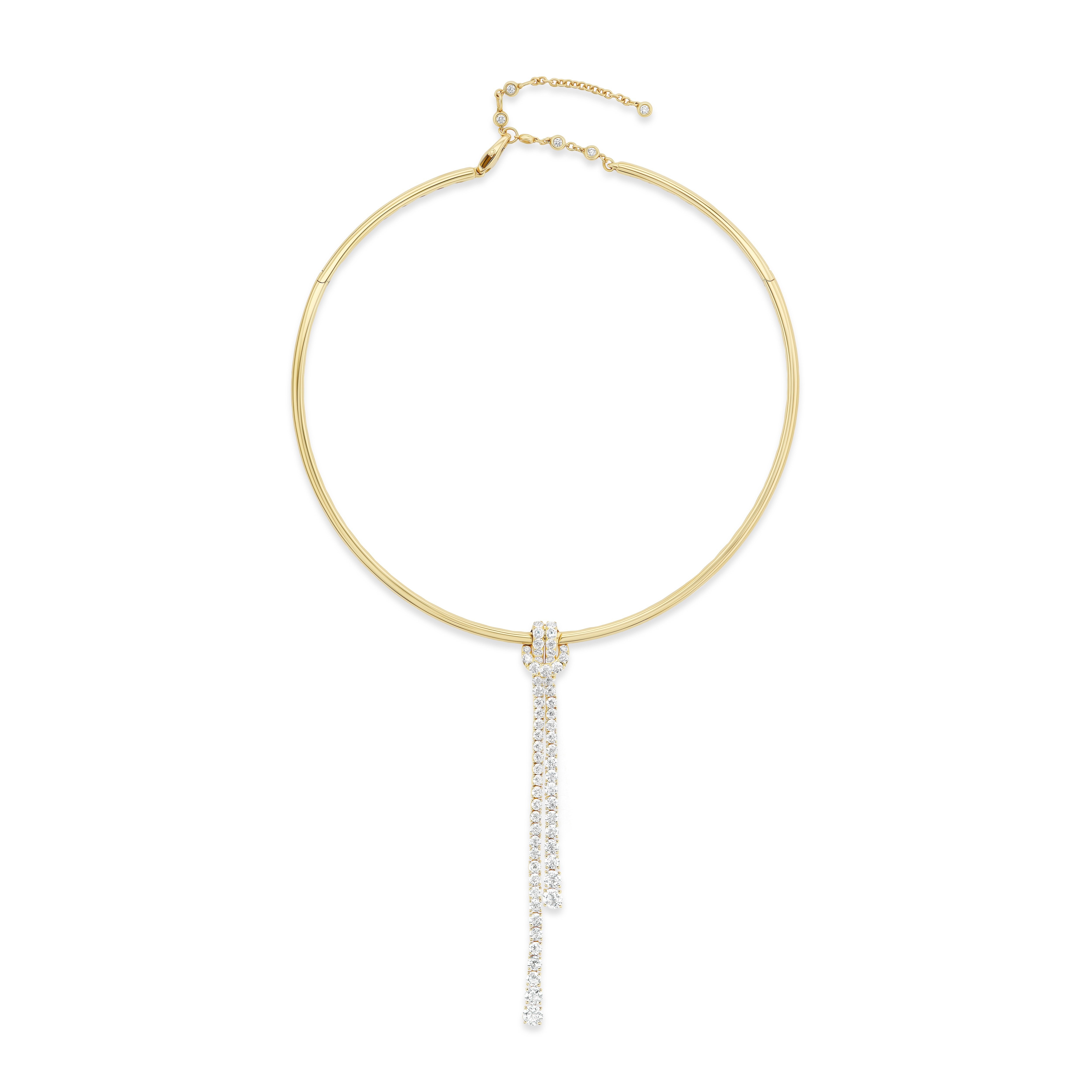 yellow gold knotted diamond lariat choker necklace tiny gods 