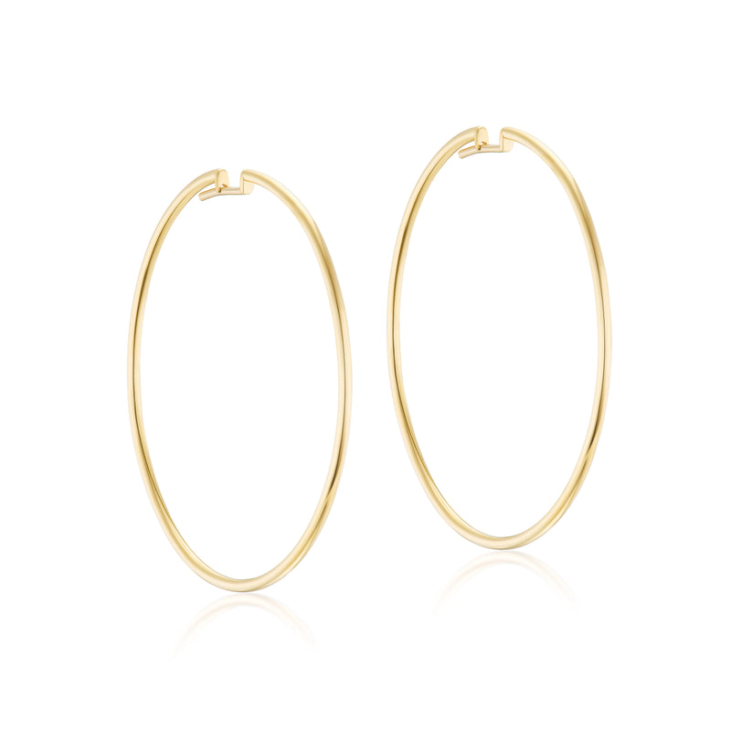 18k yellow gold hollow large oval continuous hoop earrings Tiny Gods