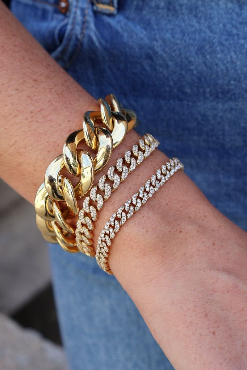 yellow gold large curb link bracelet Tiny Gods