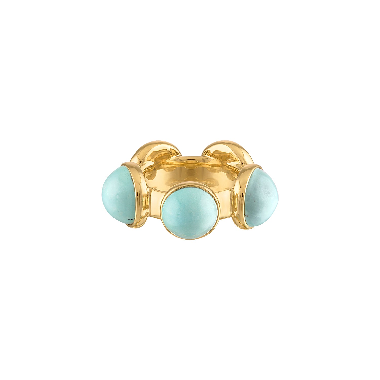 18k yellow gold round cabochon turquoise large Vic ring by Jade Ruzzo Tiny Gods 