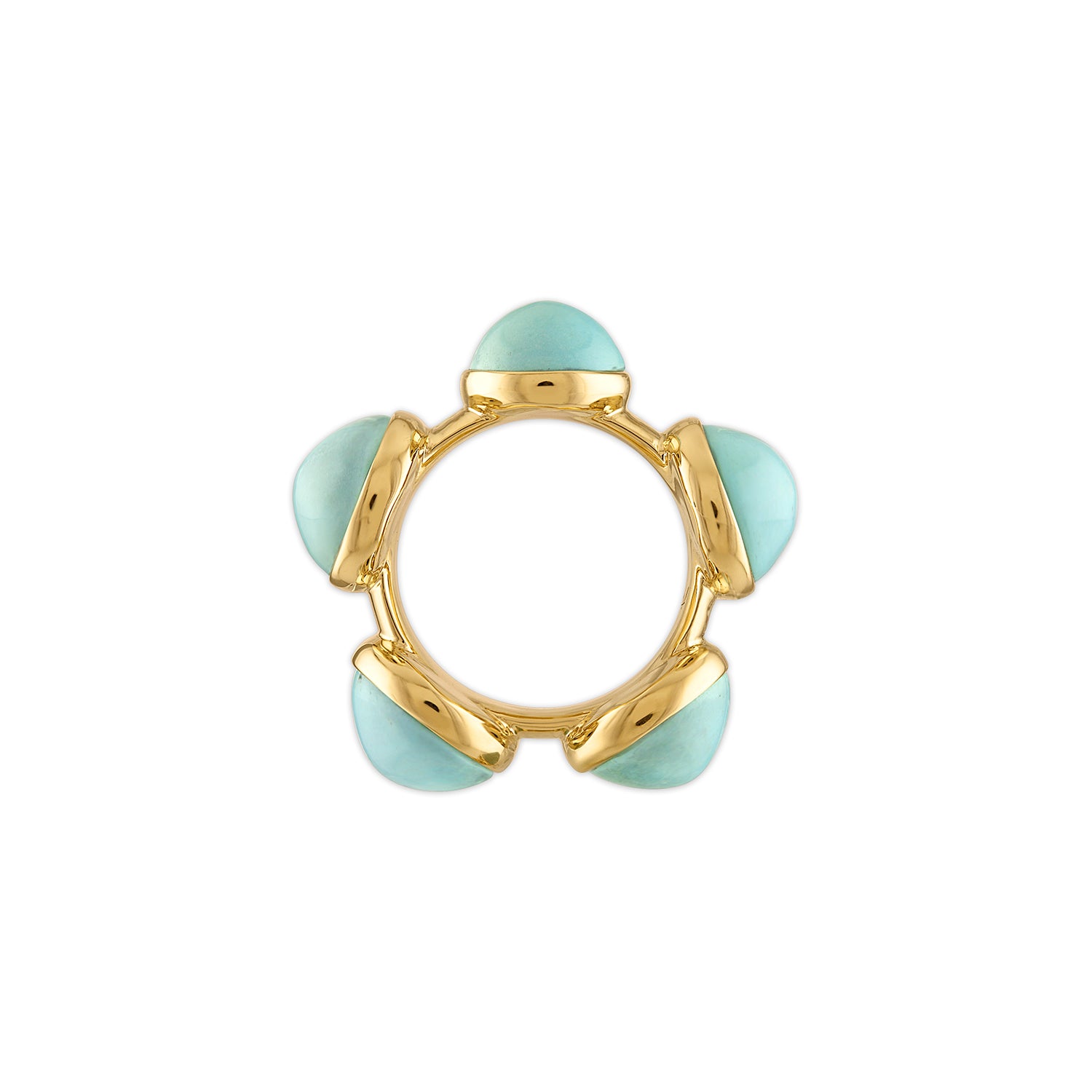 18k yellow gold round cabochon turquoise large Vic ring by Jade Ruzzo Tiny Gods