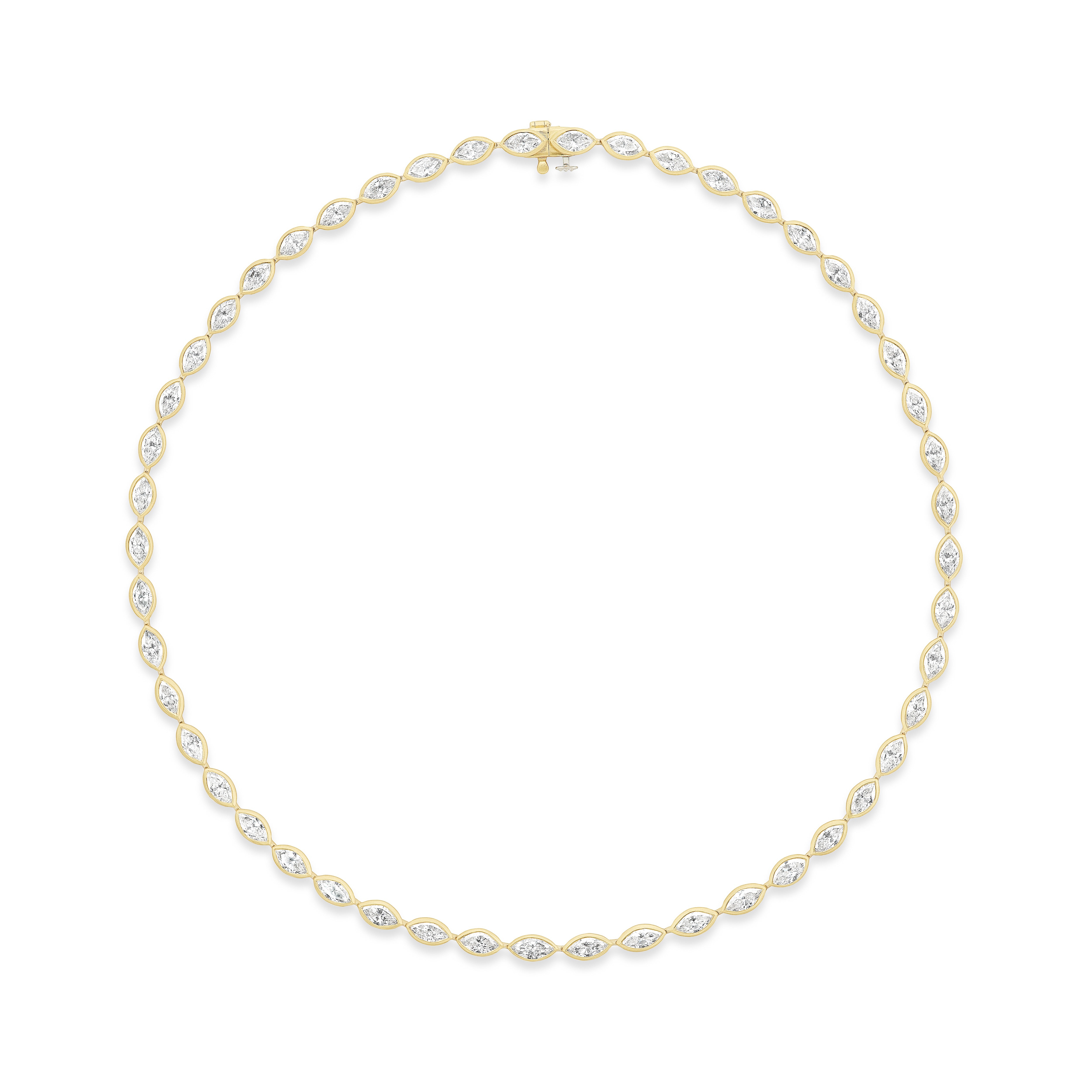 yellow gold marquis bezel riviere tennis eternity necklace choker tiny gods 