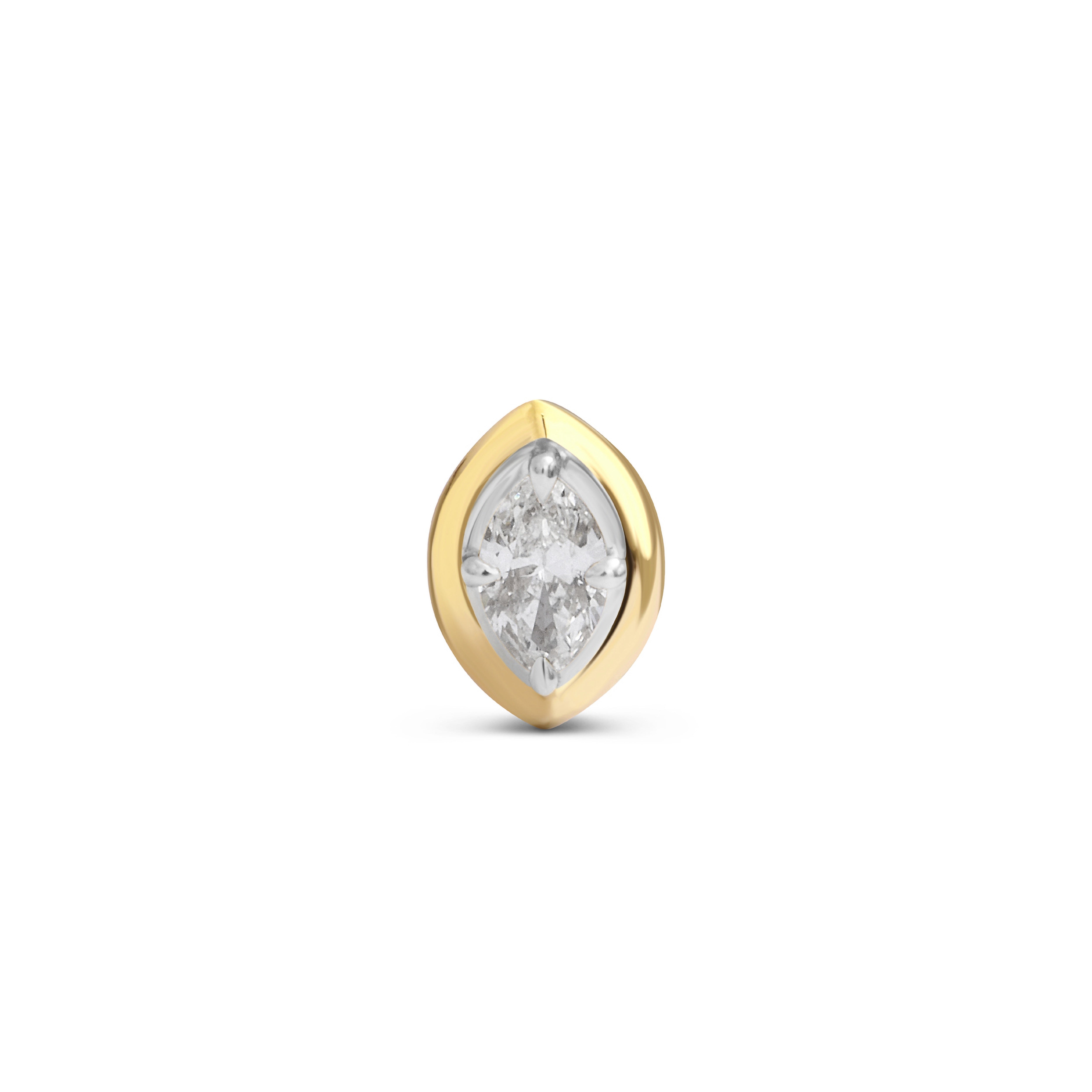 9k yellow gold white rhodium marquise diamond tribal stud earring Rainbow K Tiny Gods