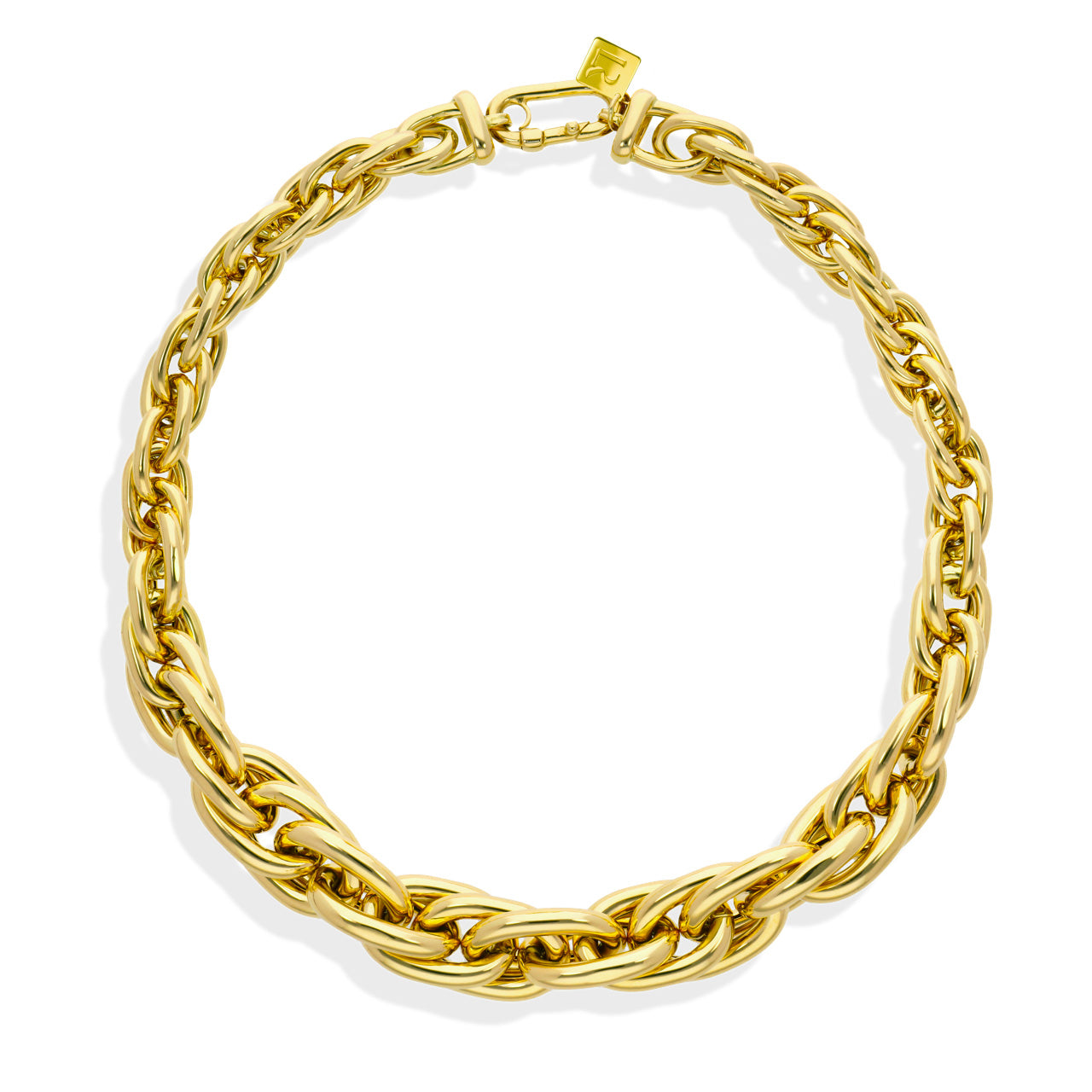 14k yellow gold medium ephrussi link chunky choker necklace by Lauren Rubinski Tiny Gods 
