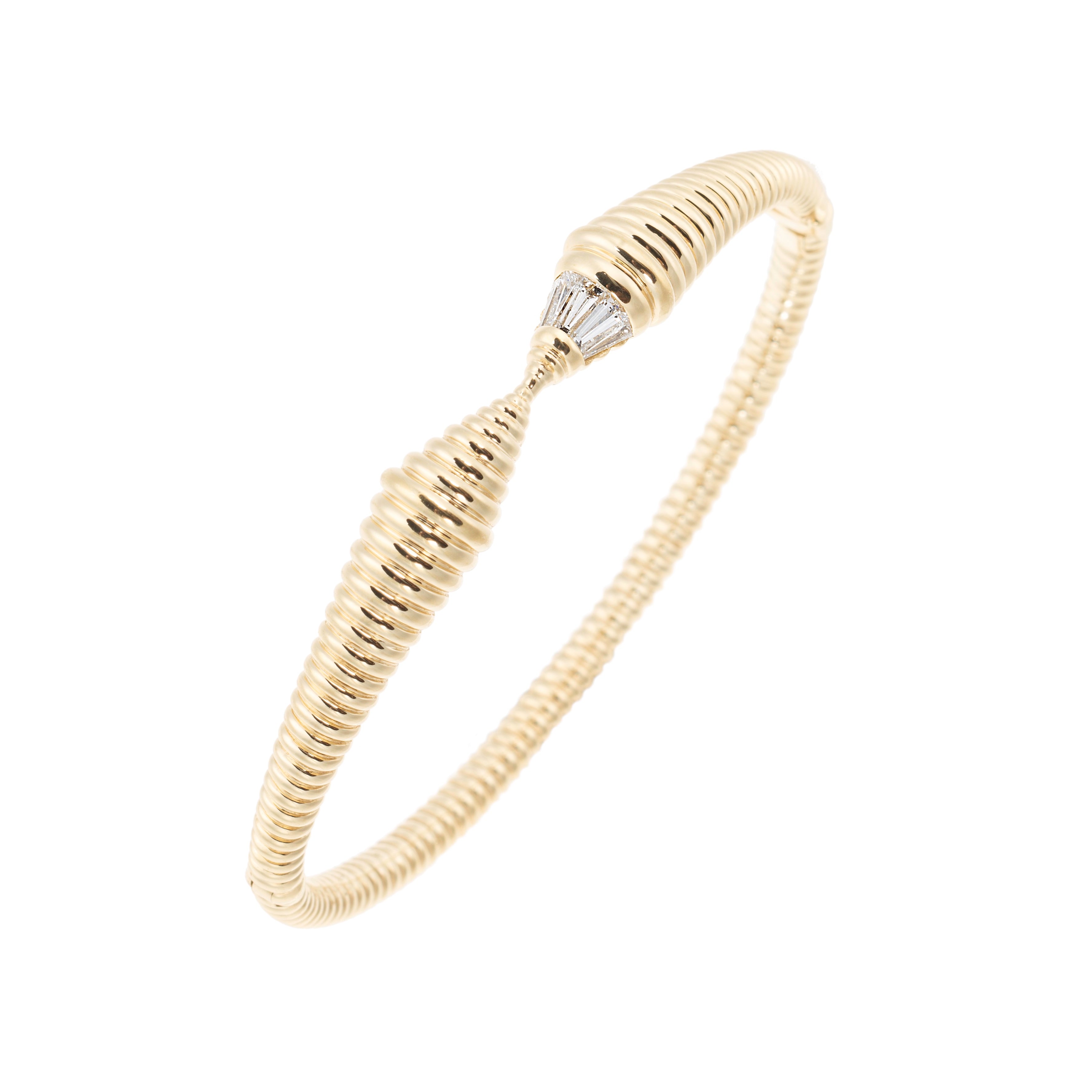 18k yellow gold tapered baguette diamond medium spectrum bracelet by Nikos Koulis Tiny Gods 