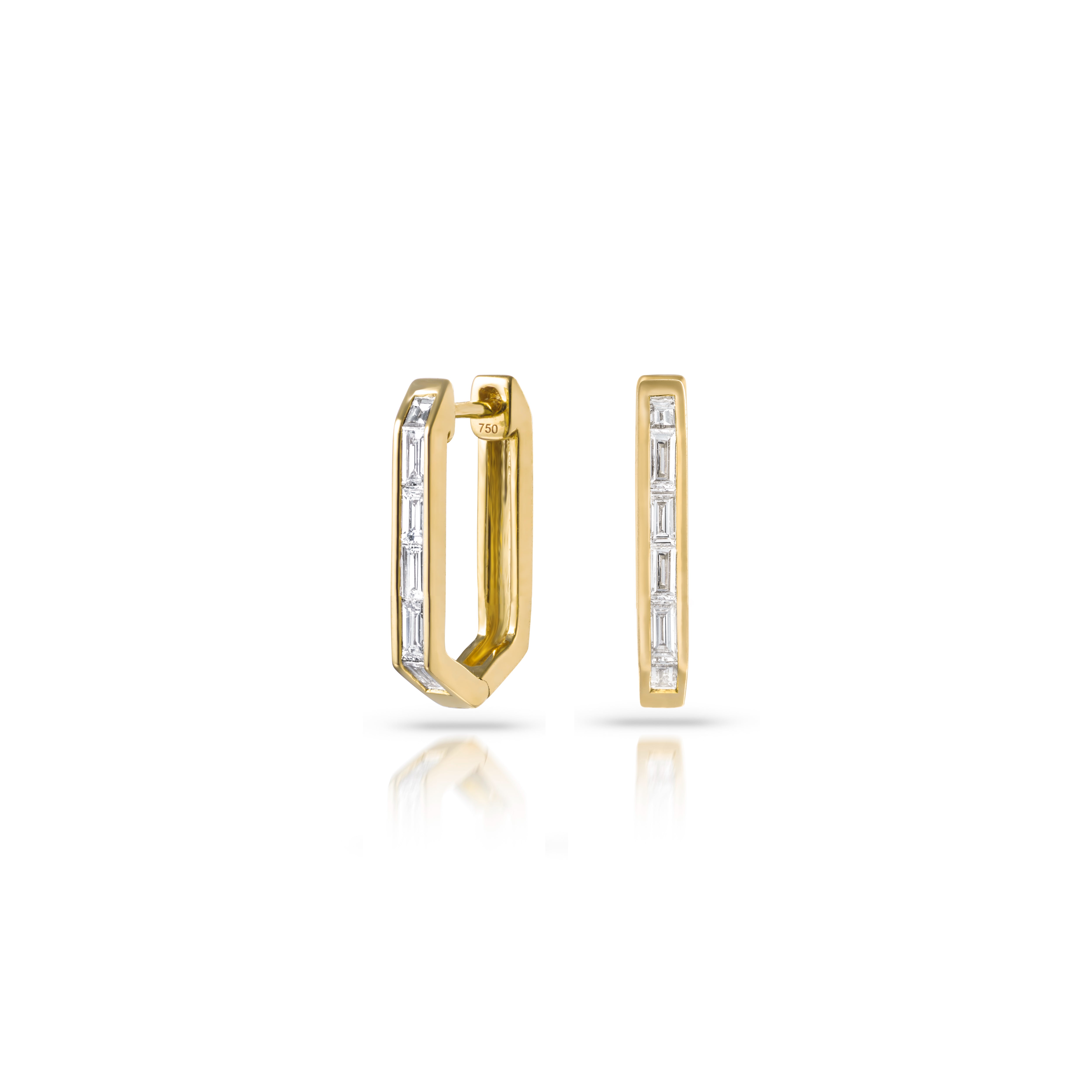 Medium Diamond Baguette Hoops