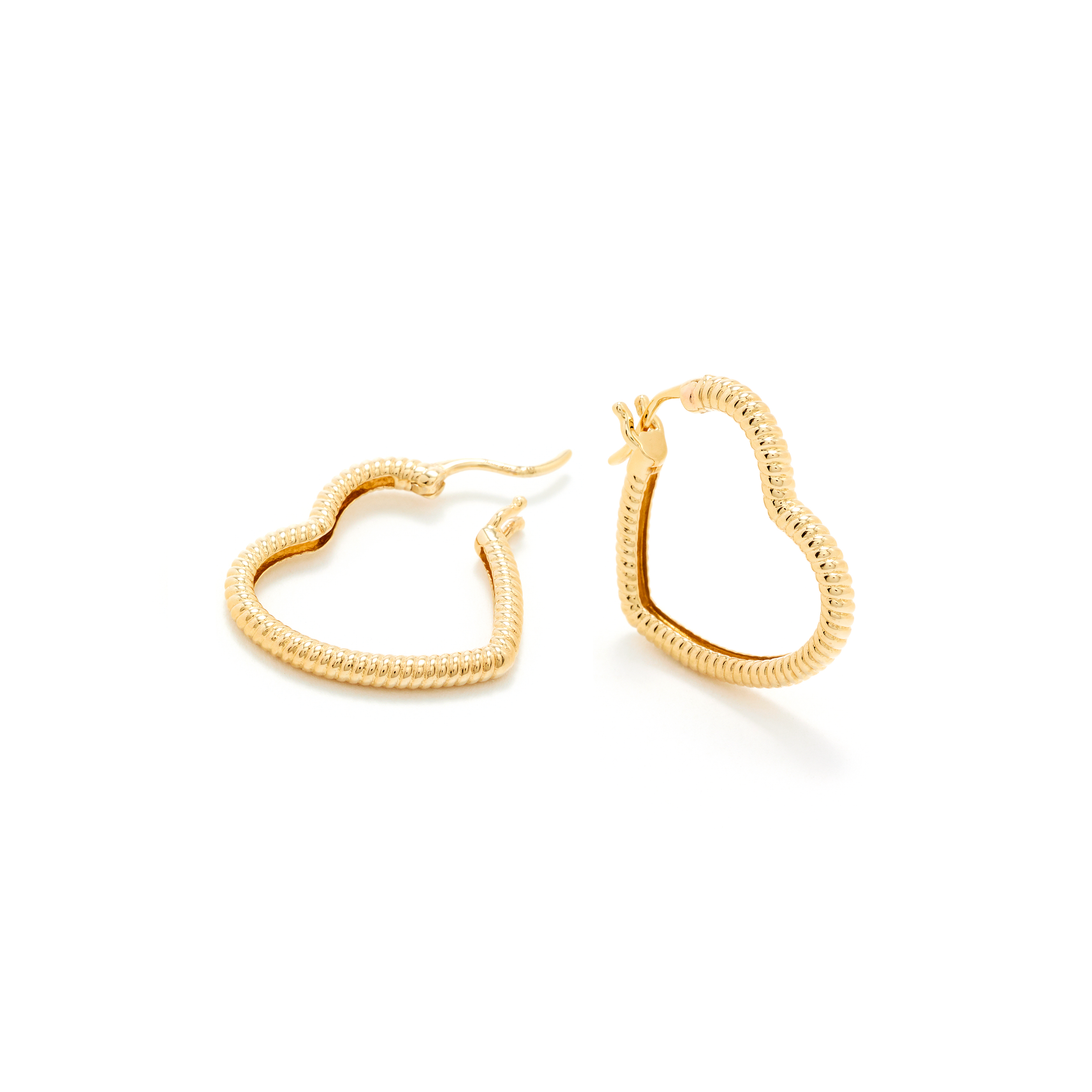 9k yellow gold mini creole chevalier heart hoop earrings by Yvonne Leon Tiny Gods 