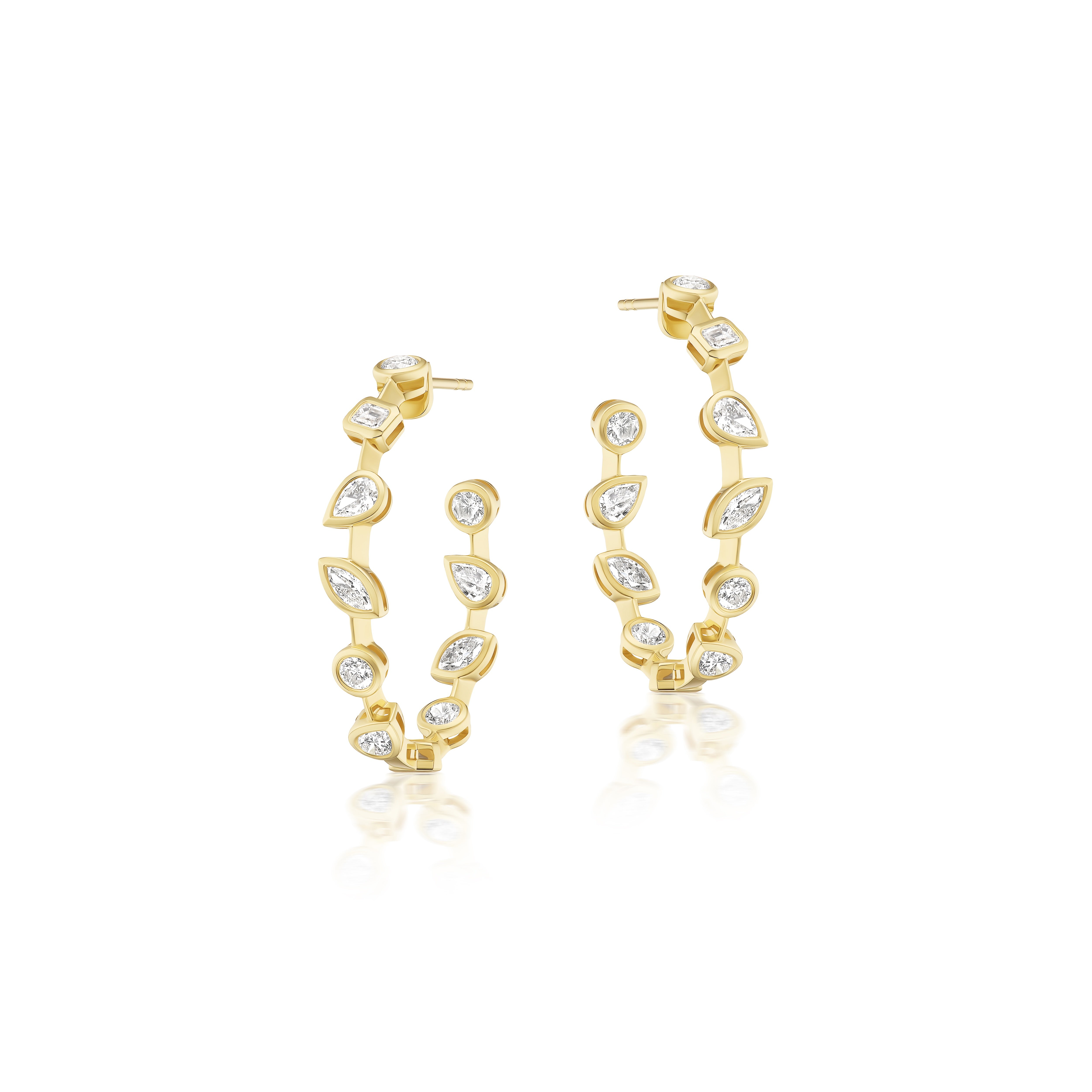 yellow gold multi shape constellation hoop earrings tiny gods 