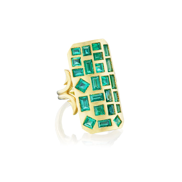 18k yellow gold Emerald Ten Tables Ring by Sylva & Cie at Tiny Gods