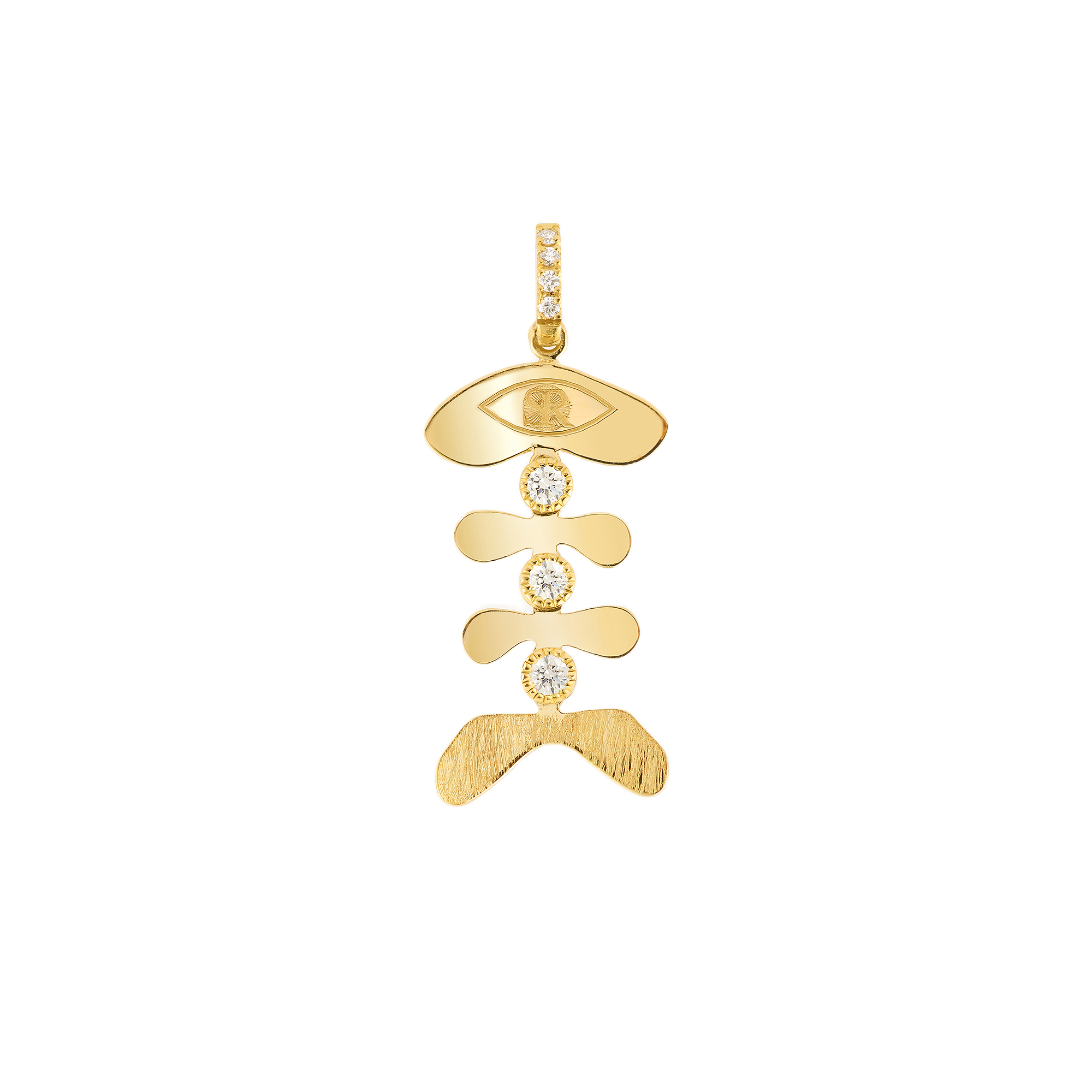 18k yellow gold diamond Othello articulate diamond fish pendant charm by Salome rico Tiny Gods 