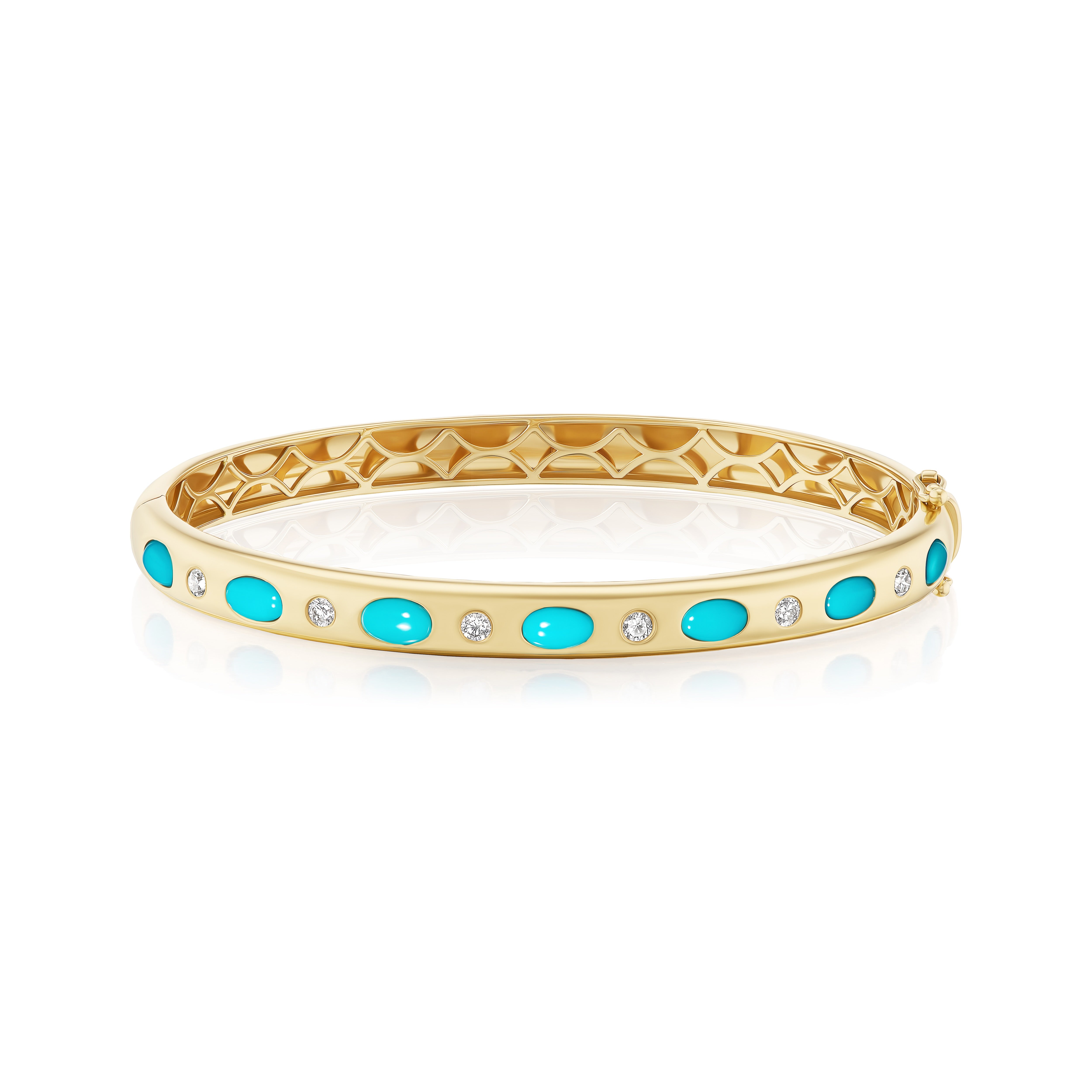 Diamond and Turquoise Gold Bangle