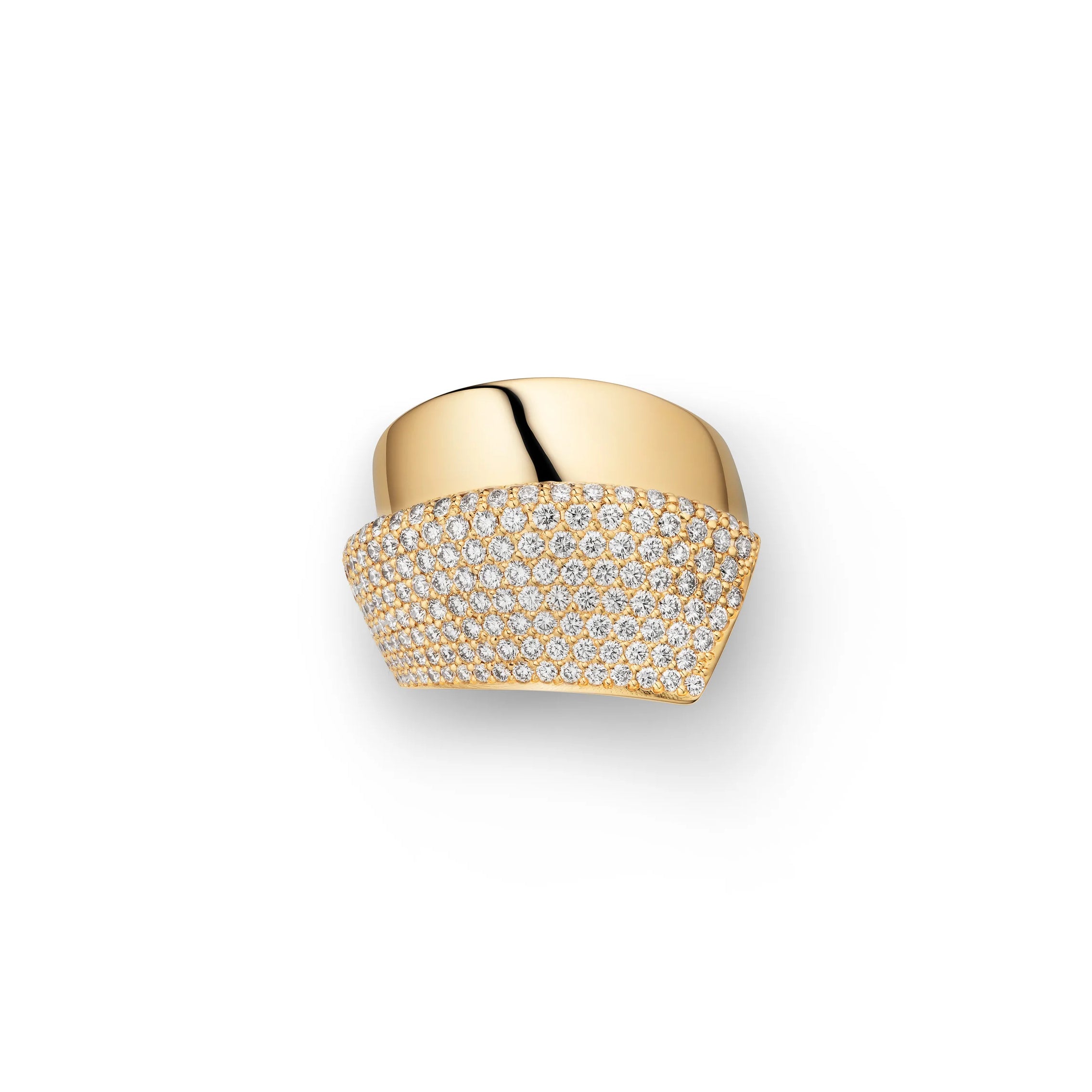 18k yellow gold pave diamond divino pinky ring by Engelbert Tiny Gods