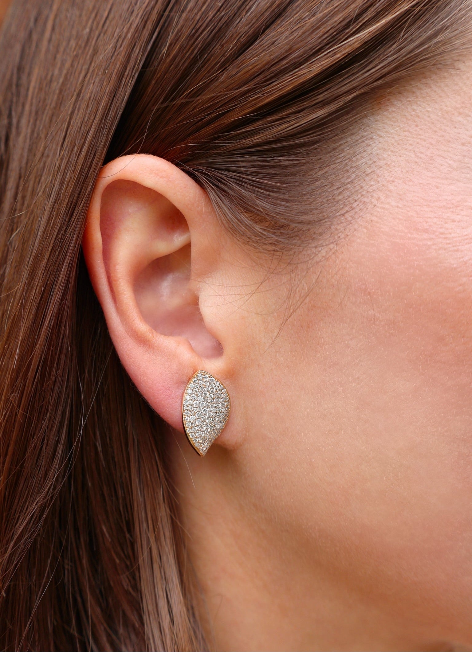 yellow gold diamond petal leaf stud tiny gods 