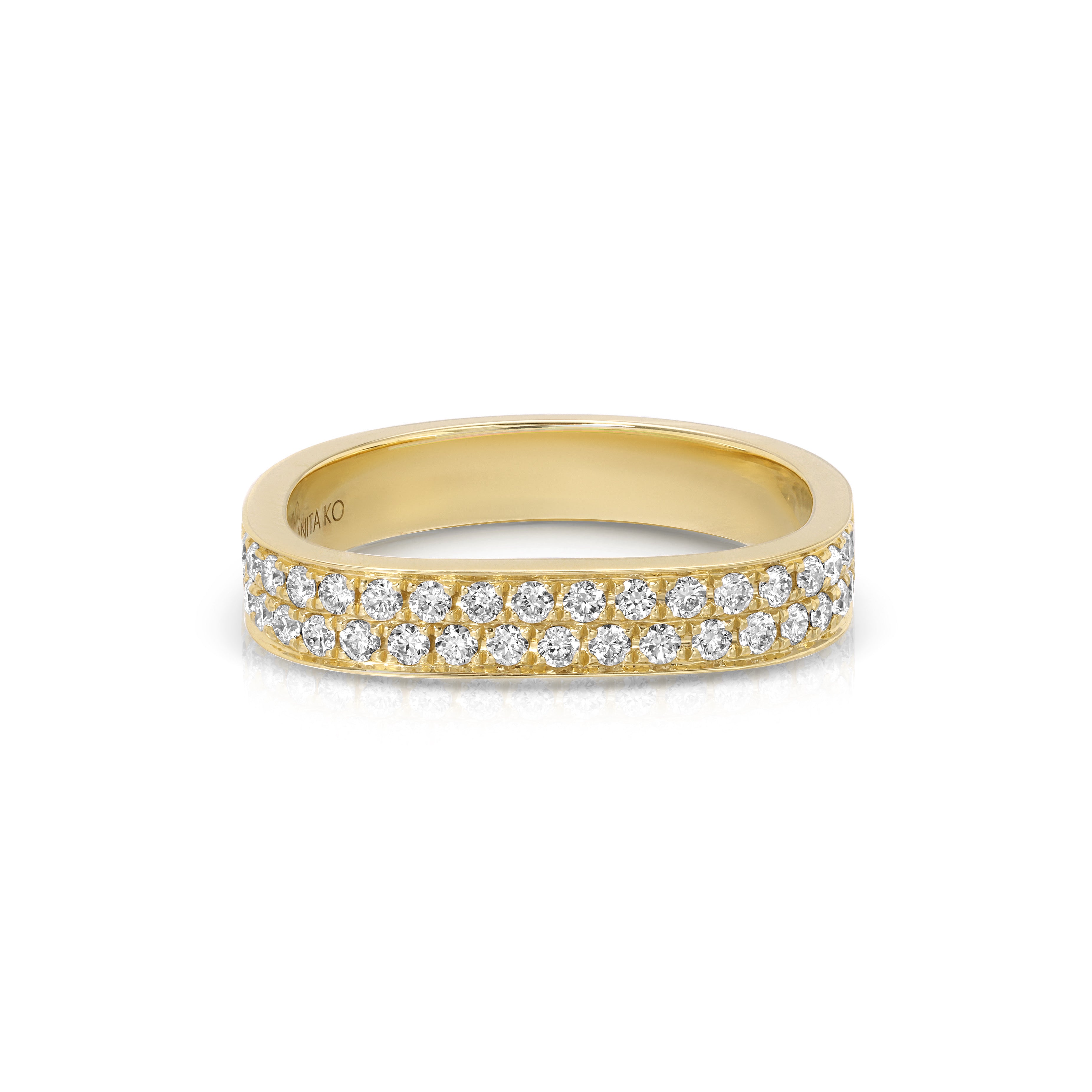 18k yellow gold pave diamond square ring by Anita Ko Tiny Gods