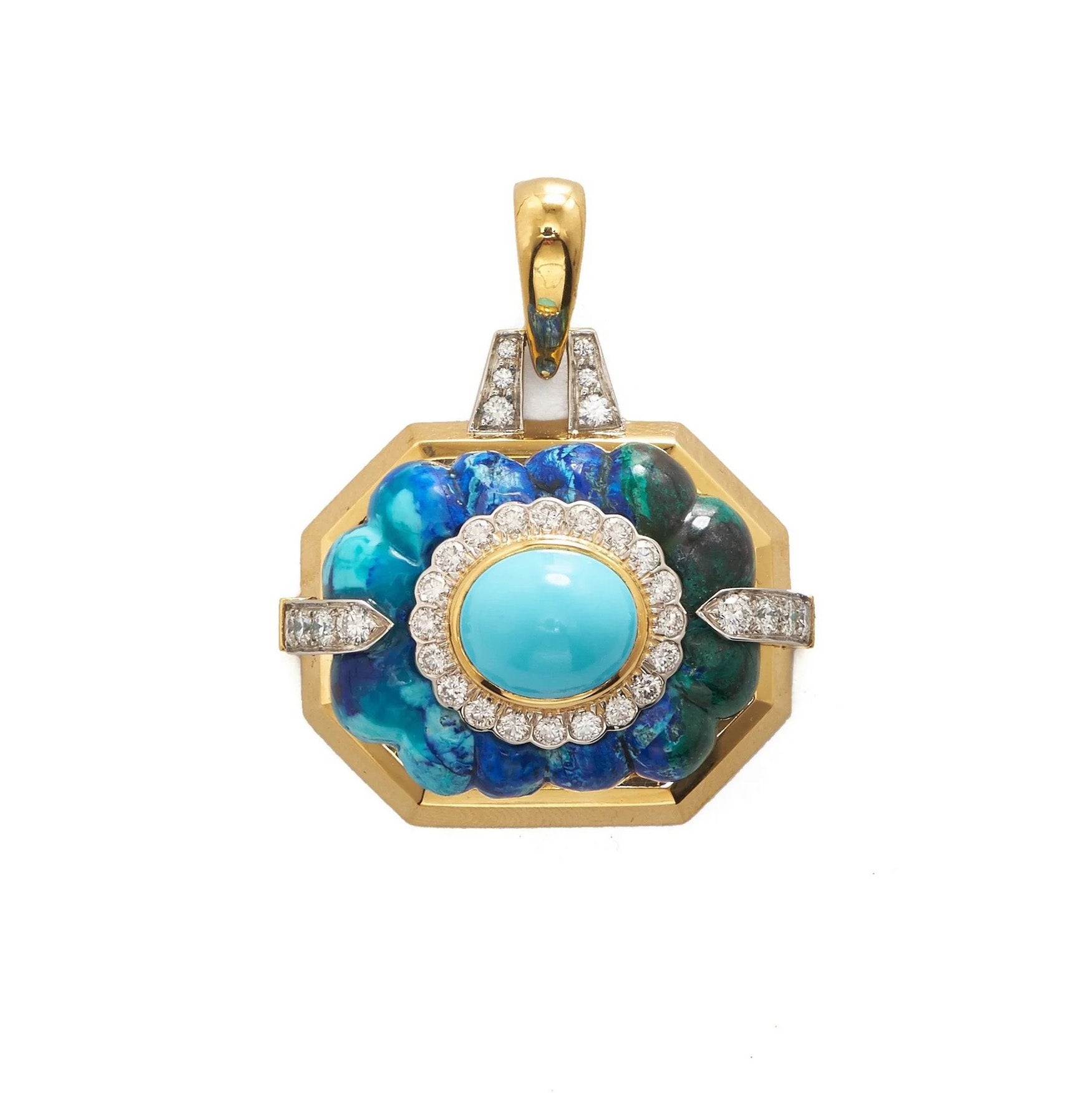 David webb totem pendant turquoise azure malachite tiny gods