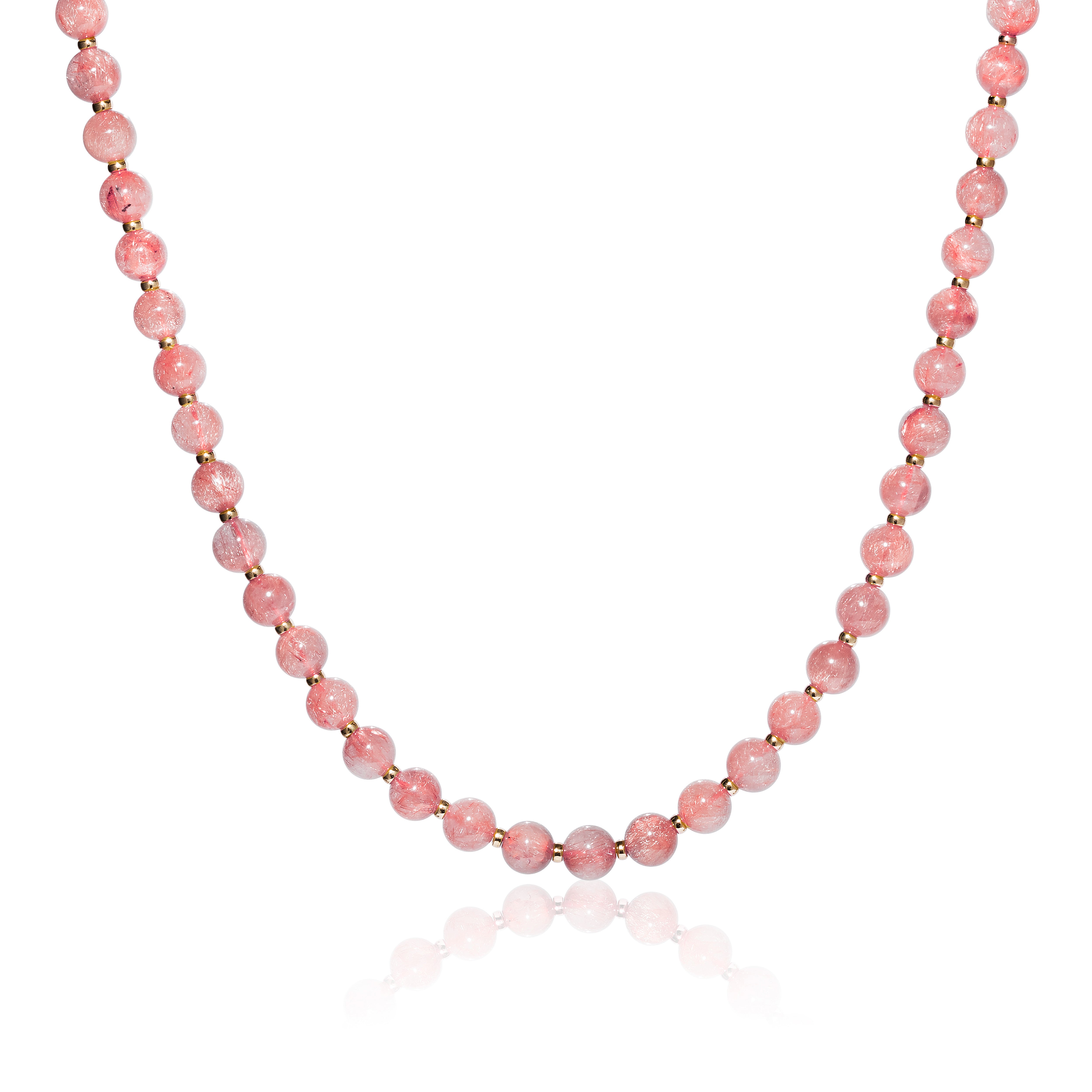 yellow gold rose quartz beaded necklace goshwara tiny gods 
