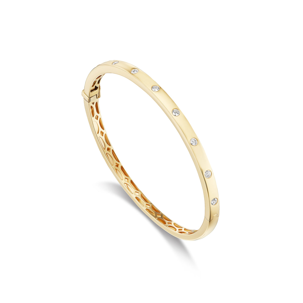 18k yellow gold round diamond bangle bracelet by Tiny Gods