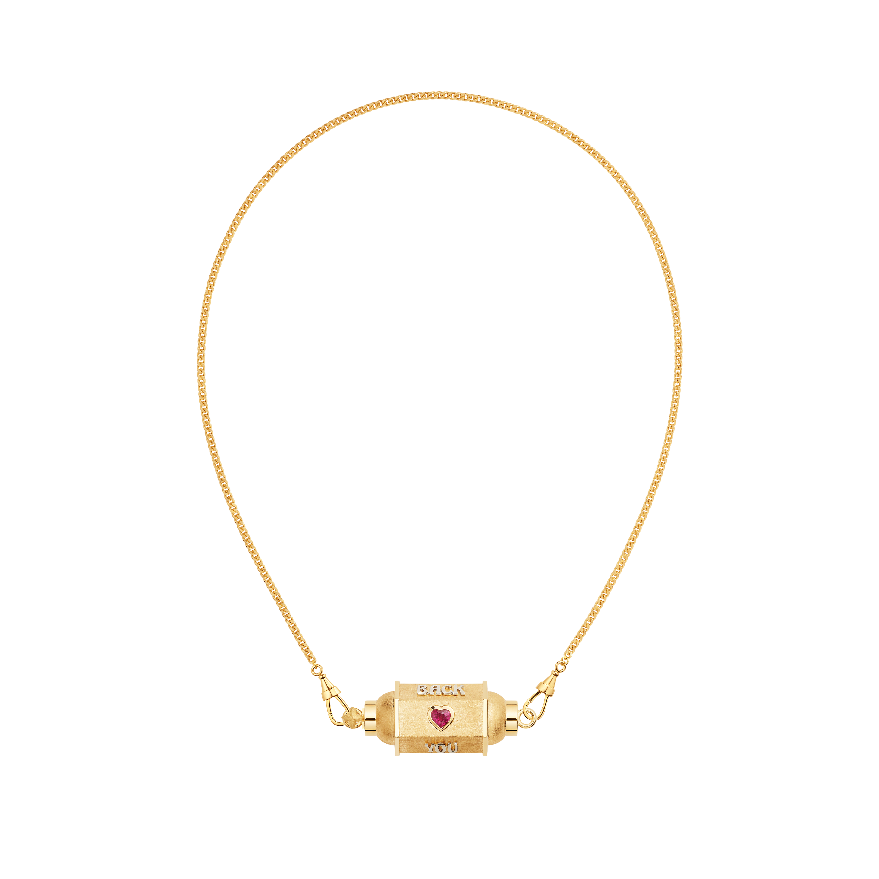 18k yellow gold ruby heart love you to the moon locket pendant necklace by Marie Lichtenberg Tiny Gods 