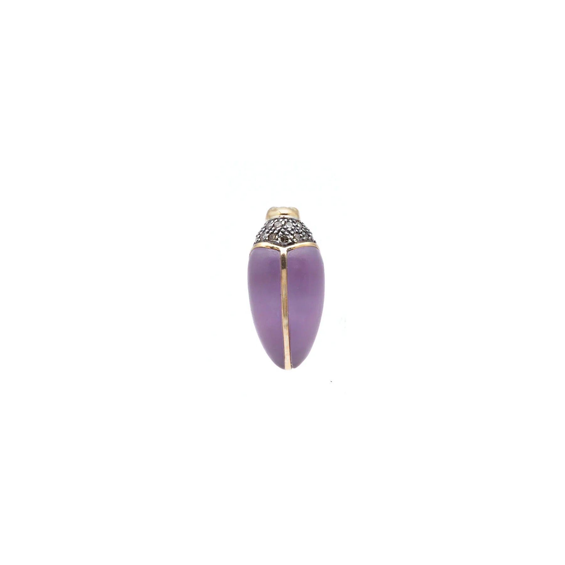18k yellow gold and sterling silver amethyst scarab stud earring by Bibi van der Velden Tiny Gods 