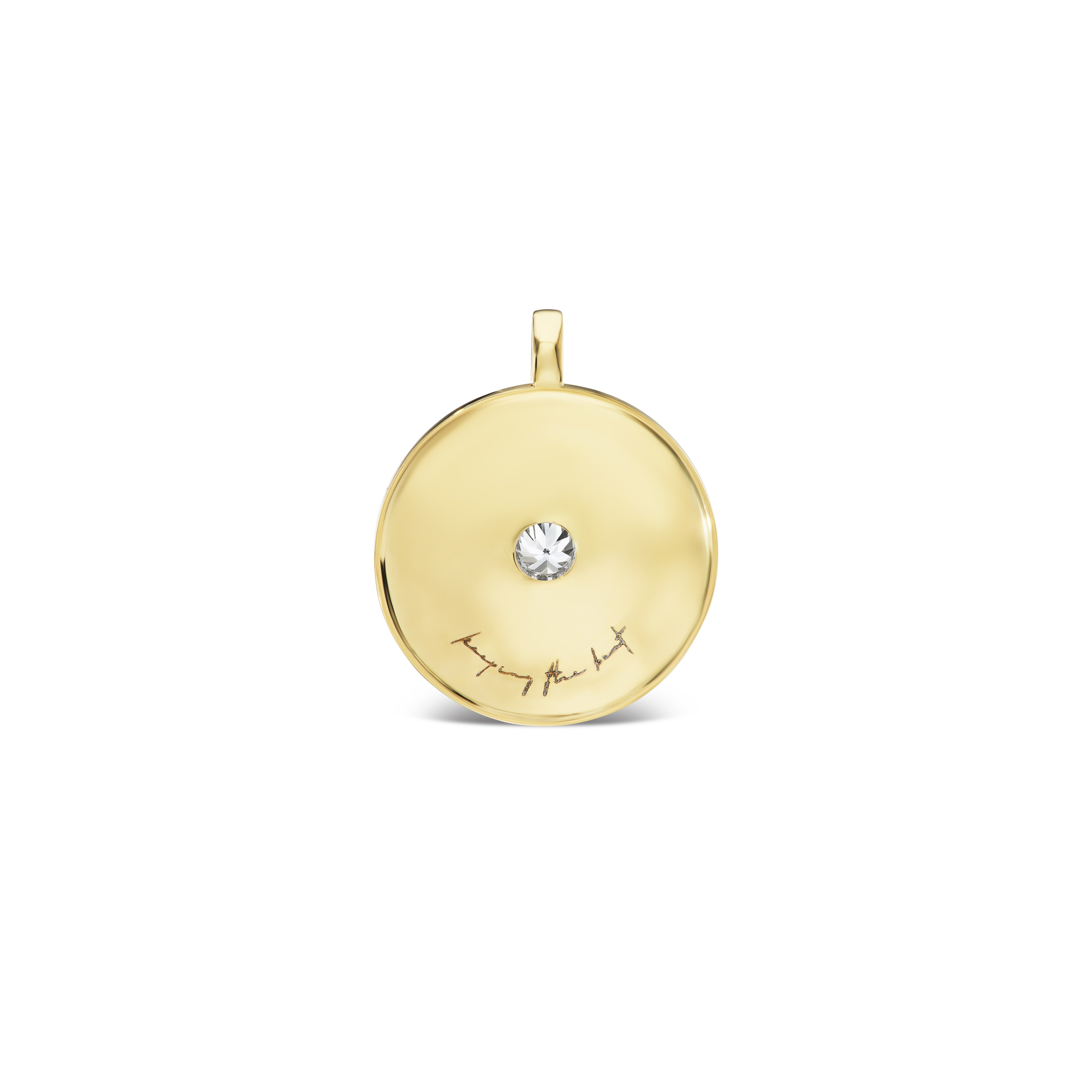18k yellow gold antique old mine cut diamond small cymbal pendant by Jade Ruzzo Tiny Gods 