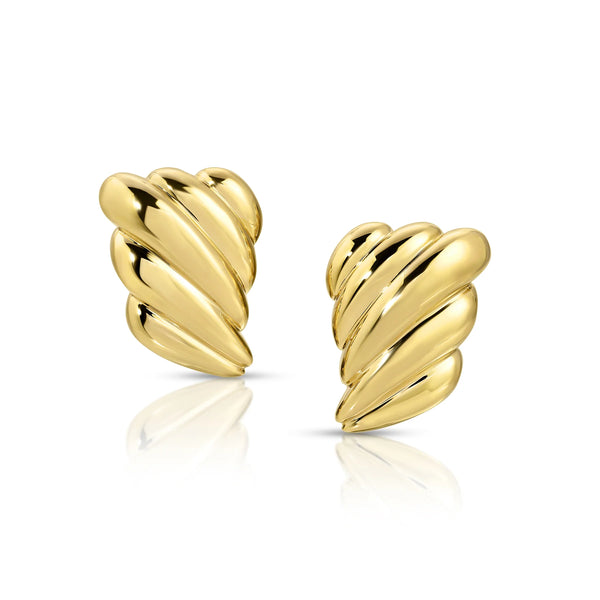 18k yellow gold small croissant earrings by Anita Ko Tiny Gods