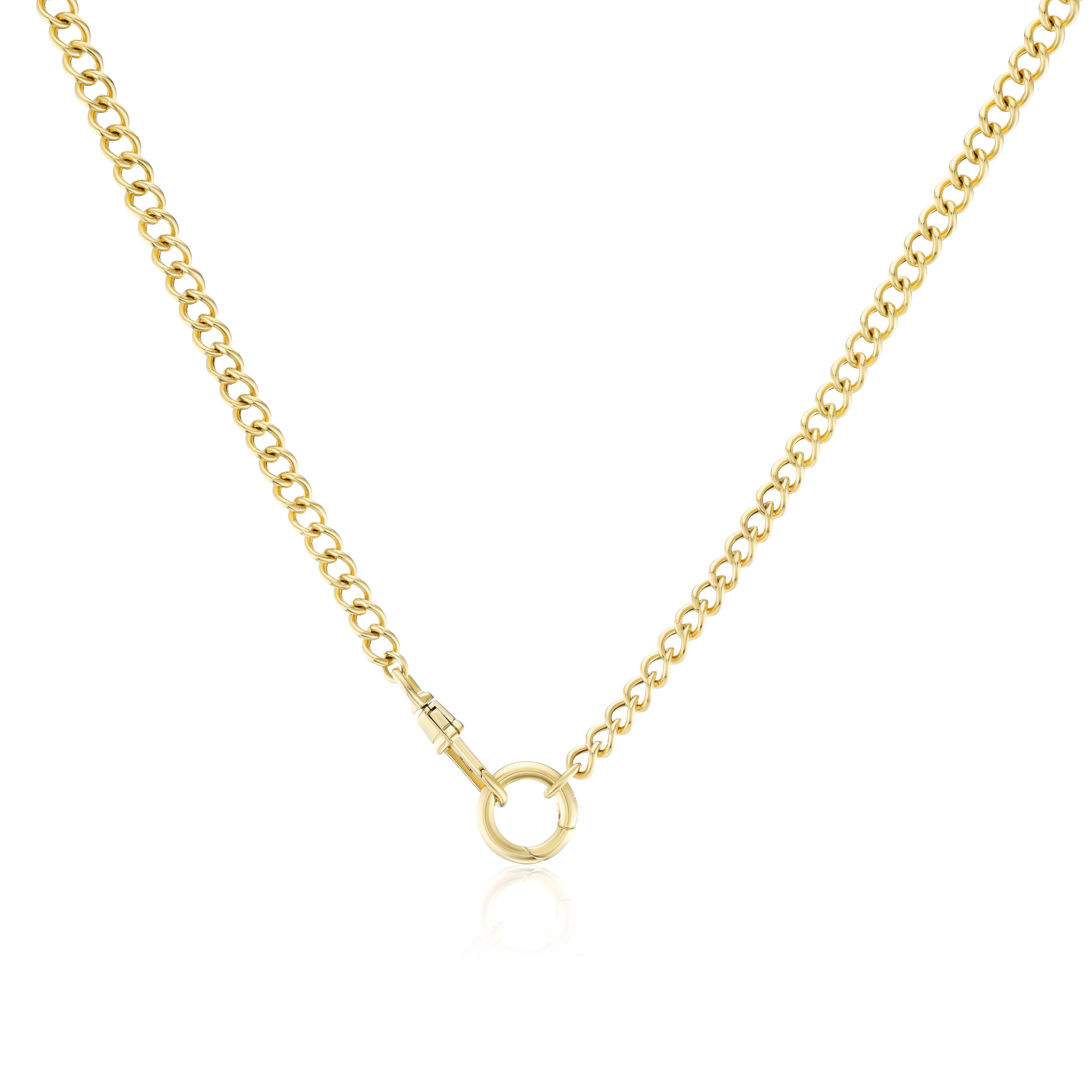 14k yellow gold small curb link chain double clasp enchancer bale and anchor clasp necklace Tiny Gods 