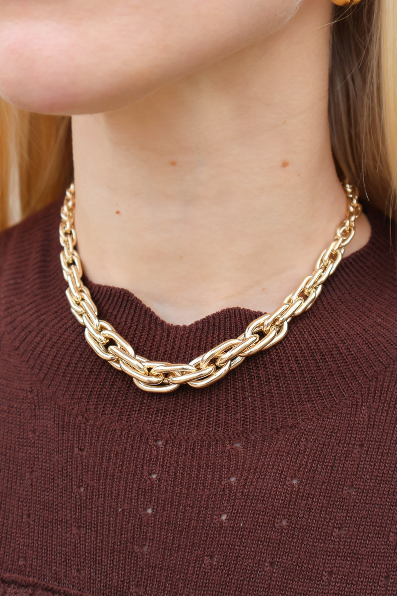 14k yellow gold small ephrussi link necklace by Lauren Rubinski Tiny Gods