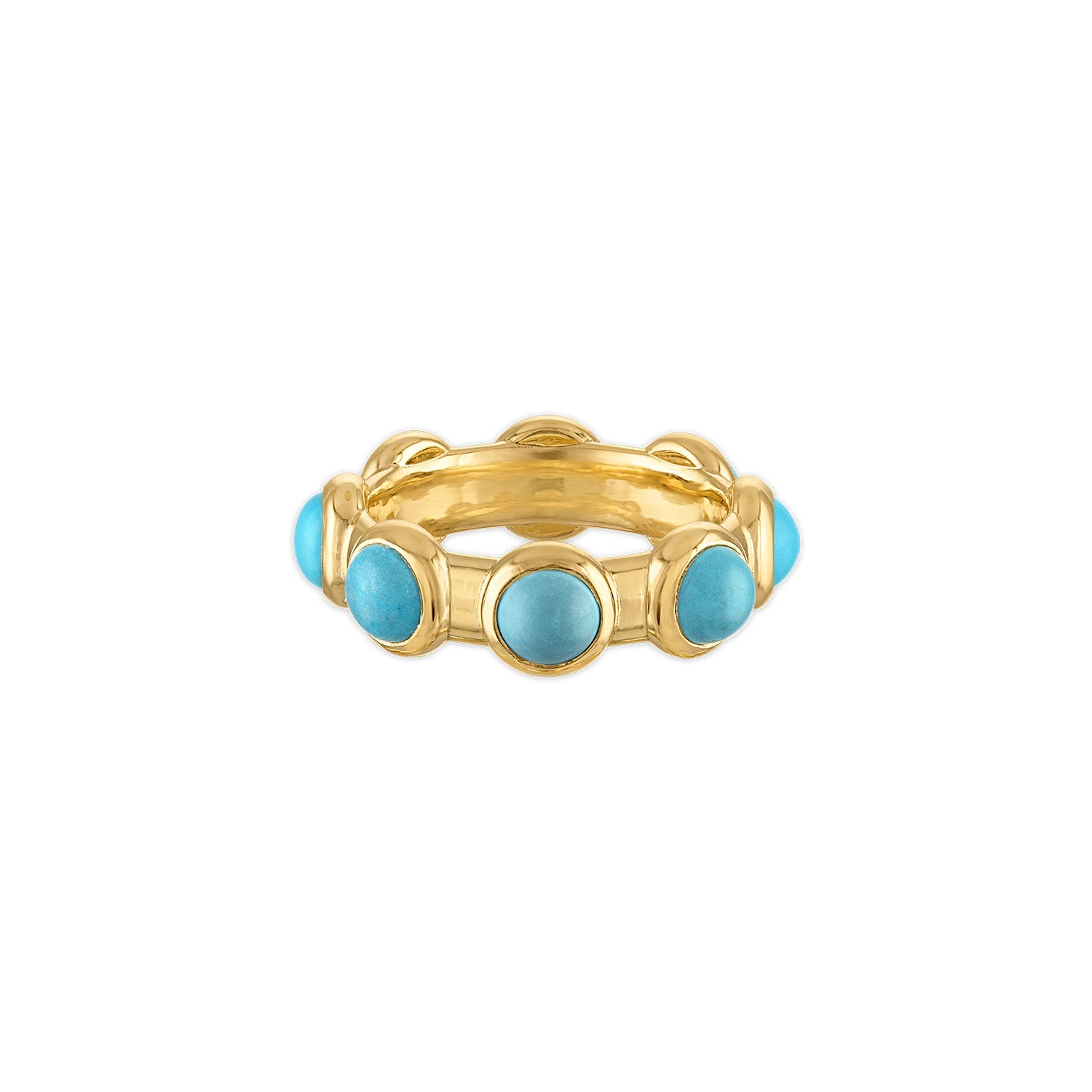 18k yellow gold cabochon turquoise eternity style Vin band ring by Jade Ruzzo tiny Gods 