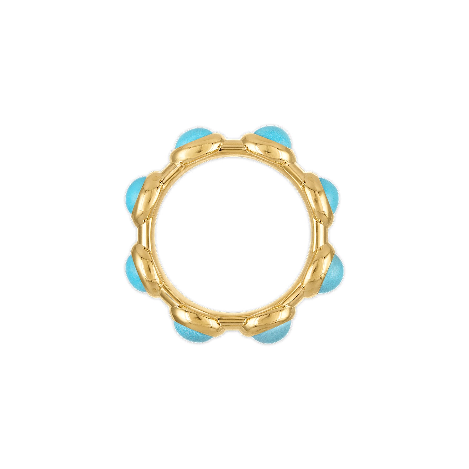 18k yellow gold cabochon turquoise eternity style Vin band ring by Jade Ruzzo tiny Gods 