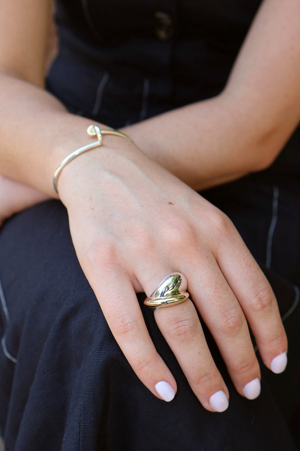 18k yellow gold and sterling silver geo ring by Kloto Tiny Gods