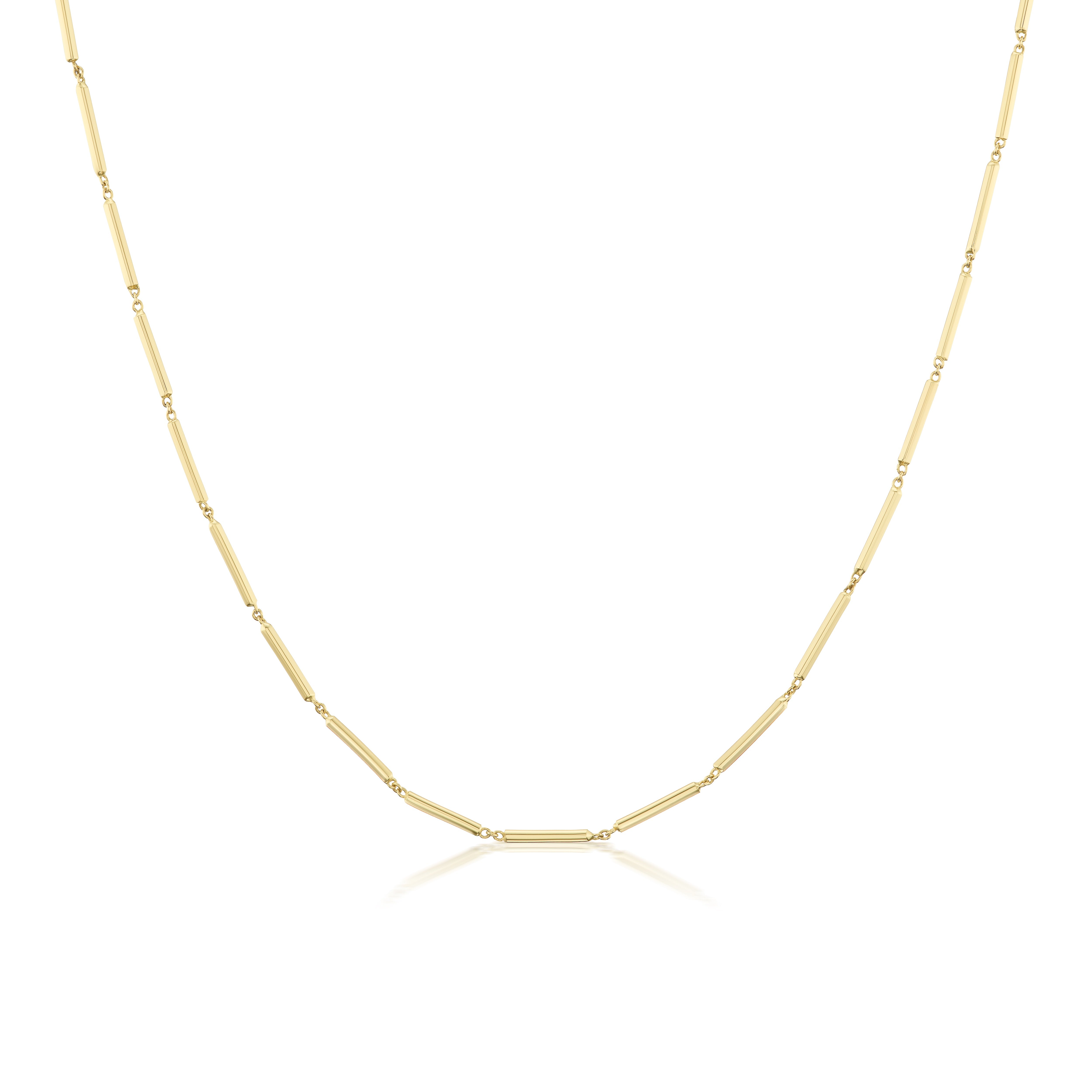 14k yellow gold stick link chain necklace by Tiny Gods 24"