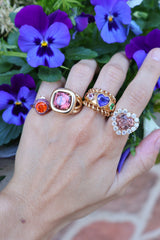 18k yellow gold tanzanite heart slinkee ring by Boochier Tiny Gods